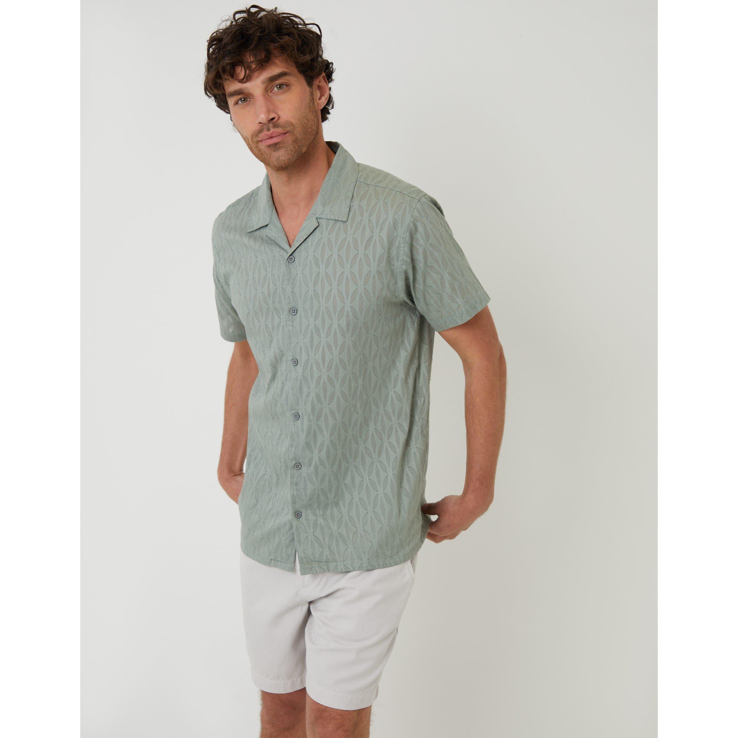 Threadbare Men's Short-Sleeve Bowling Shirt - Sage - Large