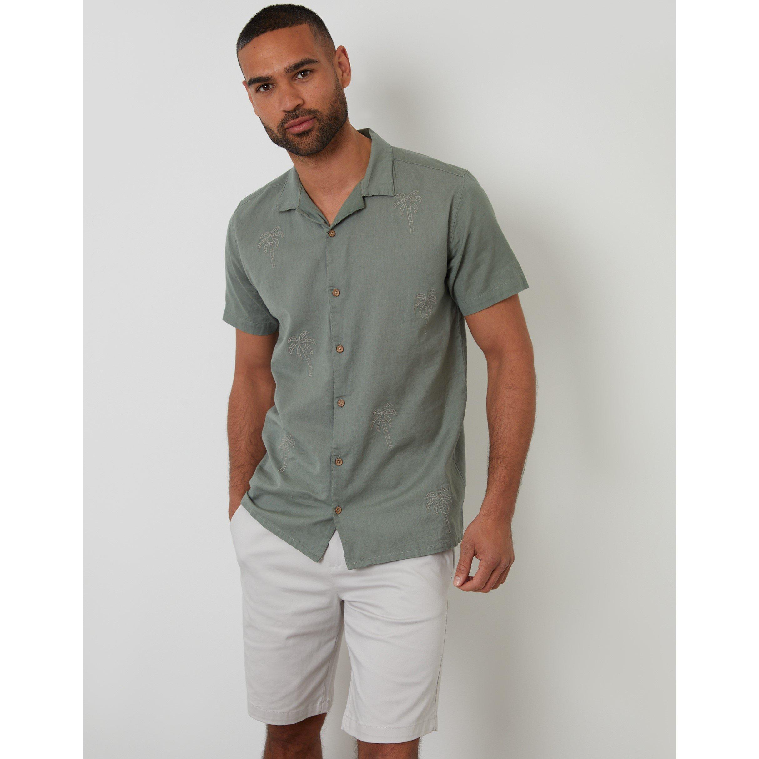 Threadbare Men's Short-Sleeve Bowling Shirt - Sage - Medium