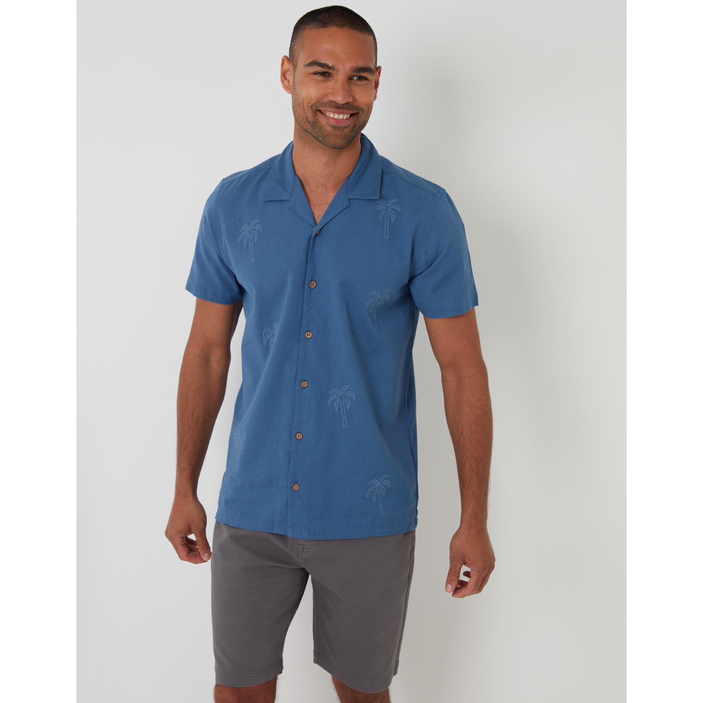 Threadbare Men's Short-Sleeve Bowling Shirt - Denim - Small