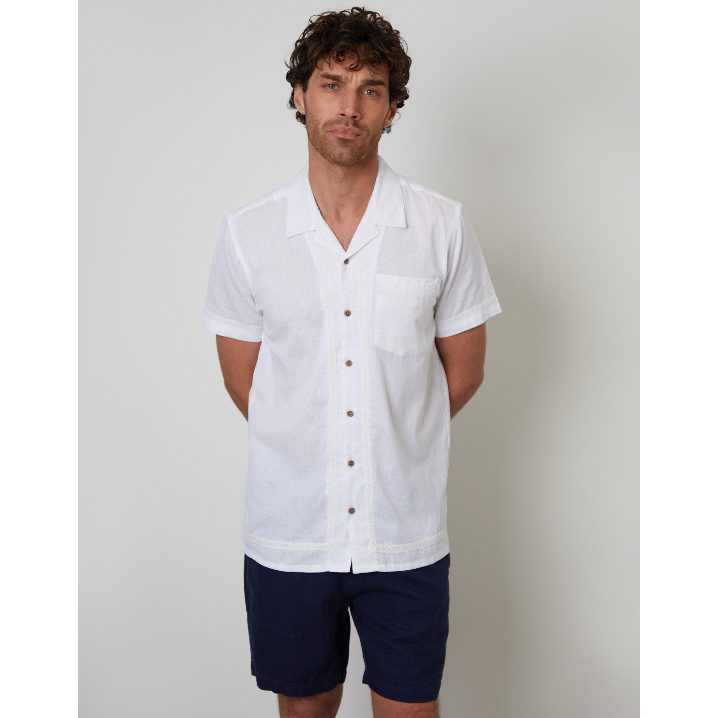 Threadbare Men's Worden Short-Sleeve Bowling Shirt - White - 2X Large