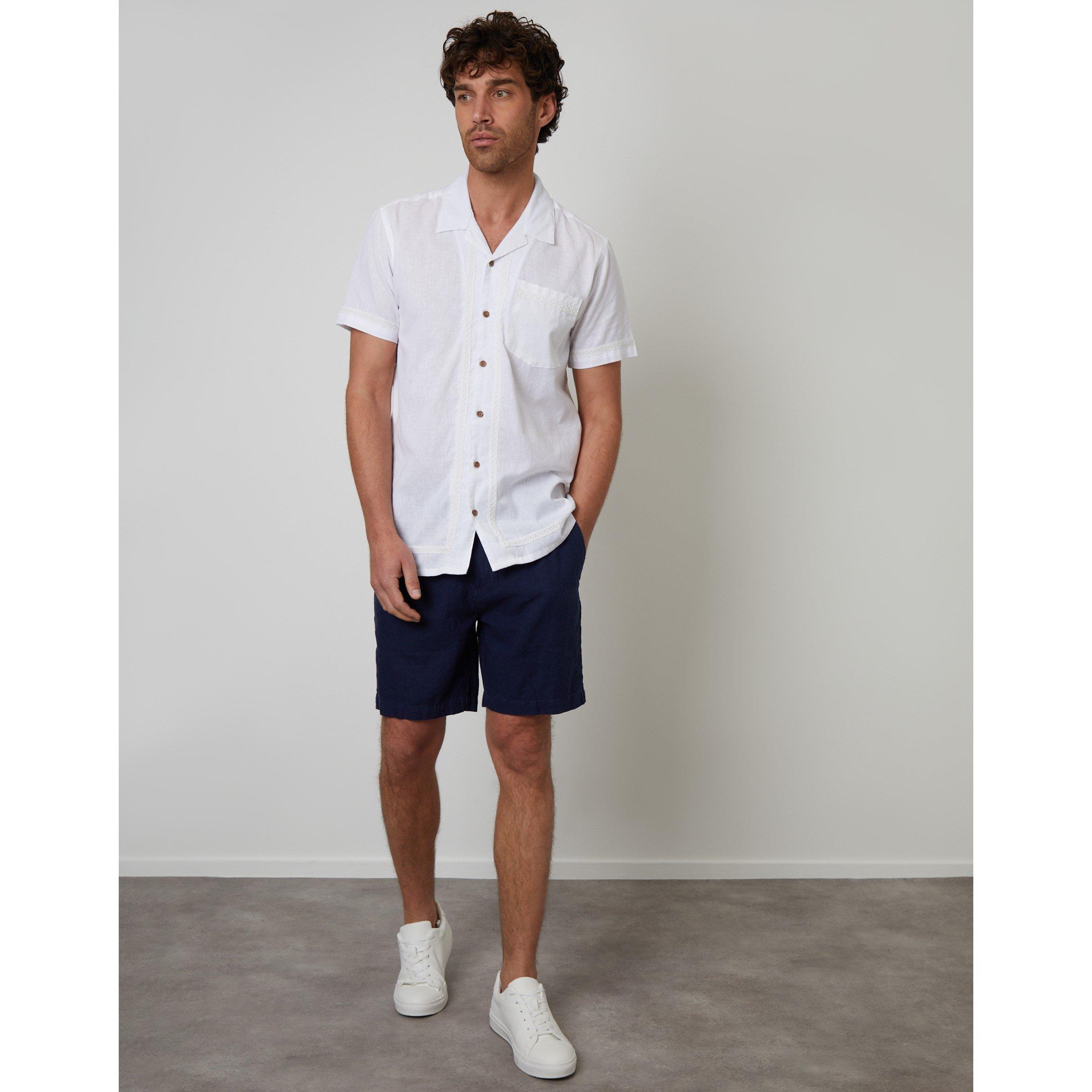  White - Threadbare - Men's Worden Short-Sleeve Bowling Shirt - 2