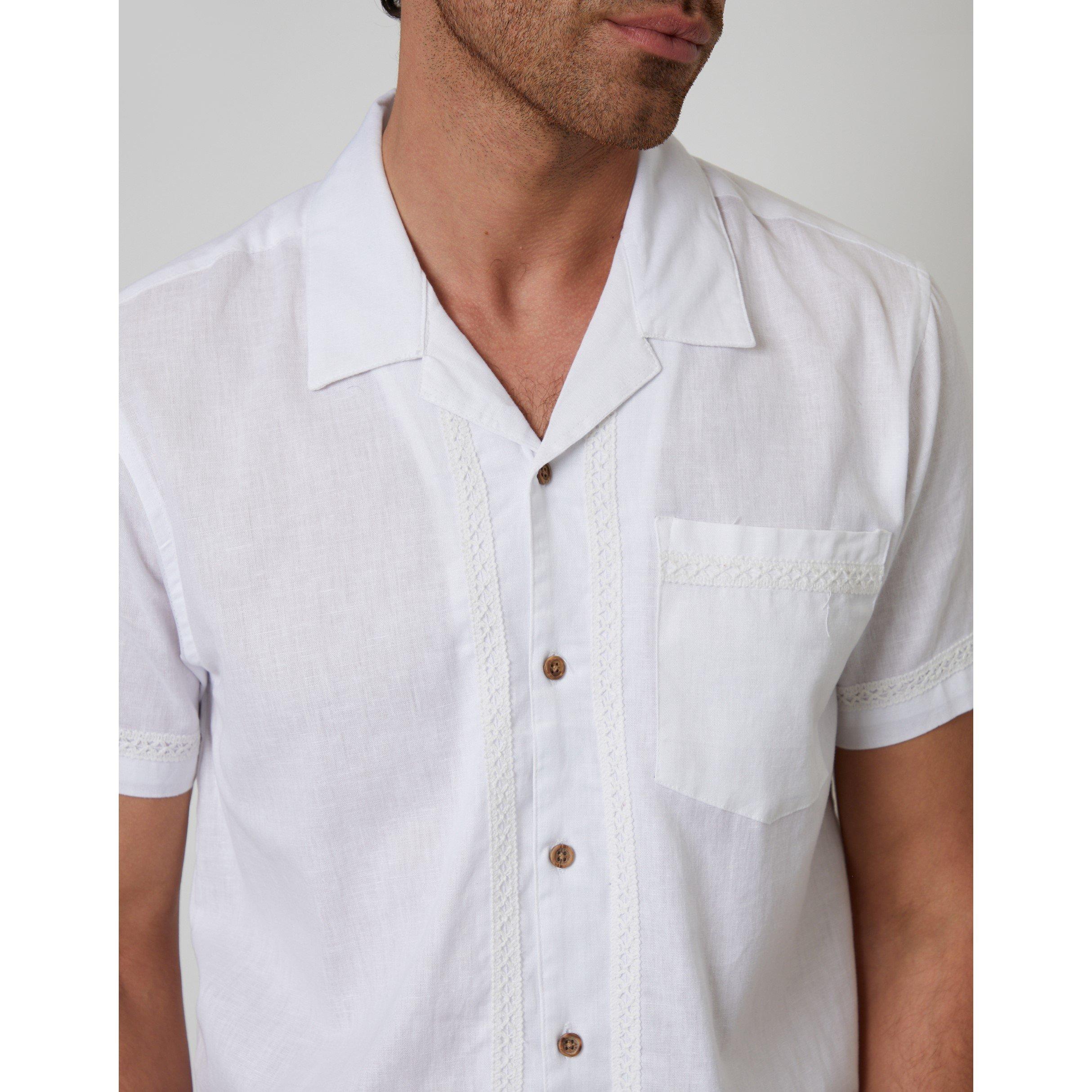  White - Threadbare - Men's Worden Short-Sleeve Bowling Shirt - 4