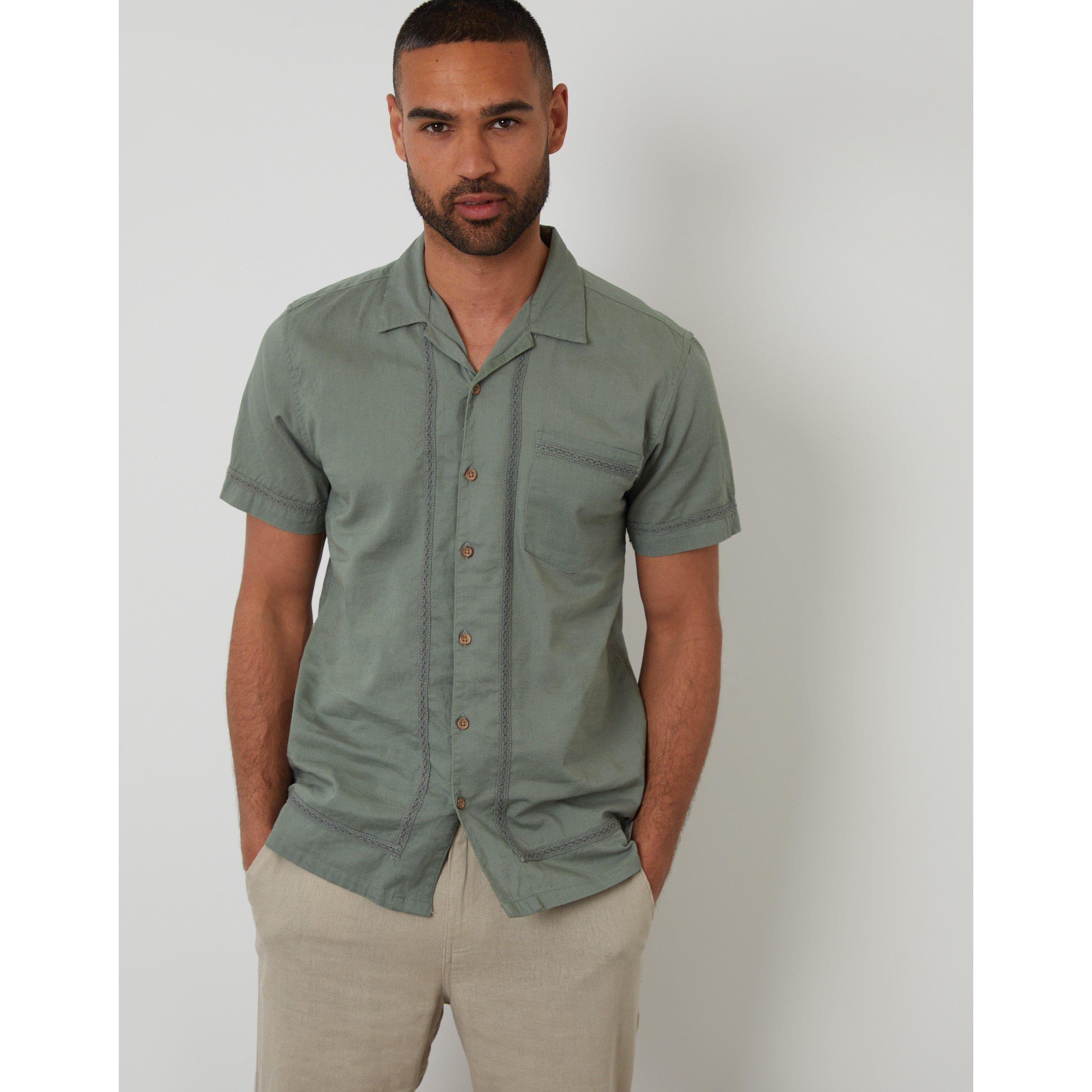 Threadbare Men's Worden Short-Sleeve Bowling Shirt - Sage - Medium
