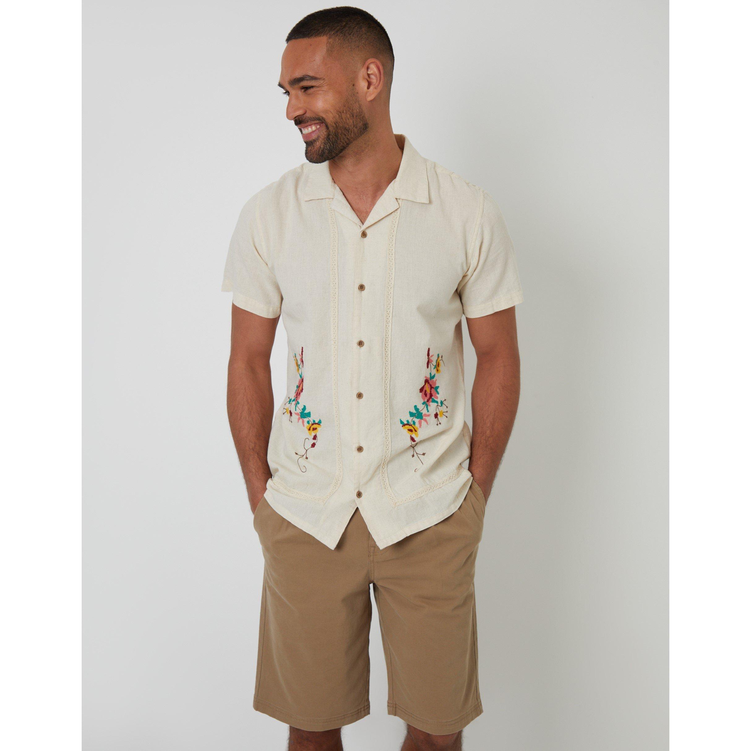 Natural - Threadbare - Men's Short-Sleeve Bowling Shirt - 1