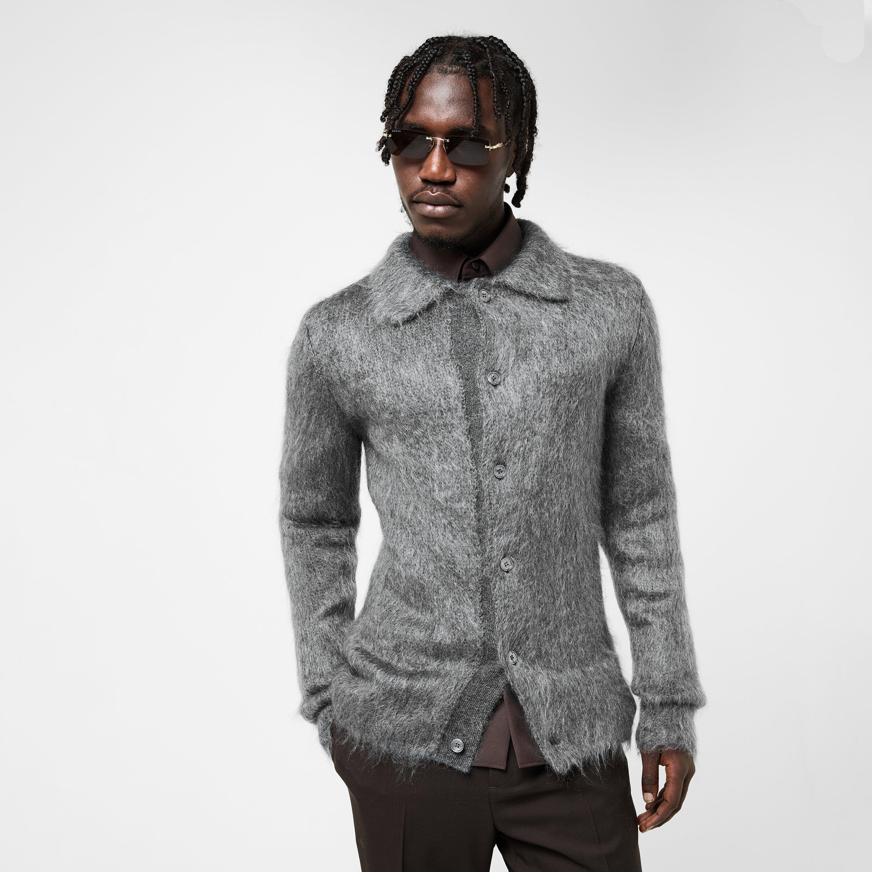 Grey - Gucci - Men's Mohair Cardigan - 3