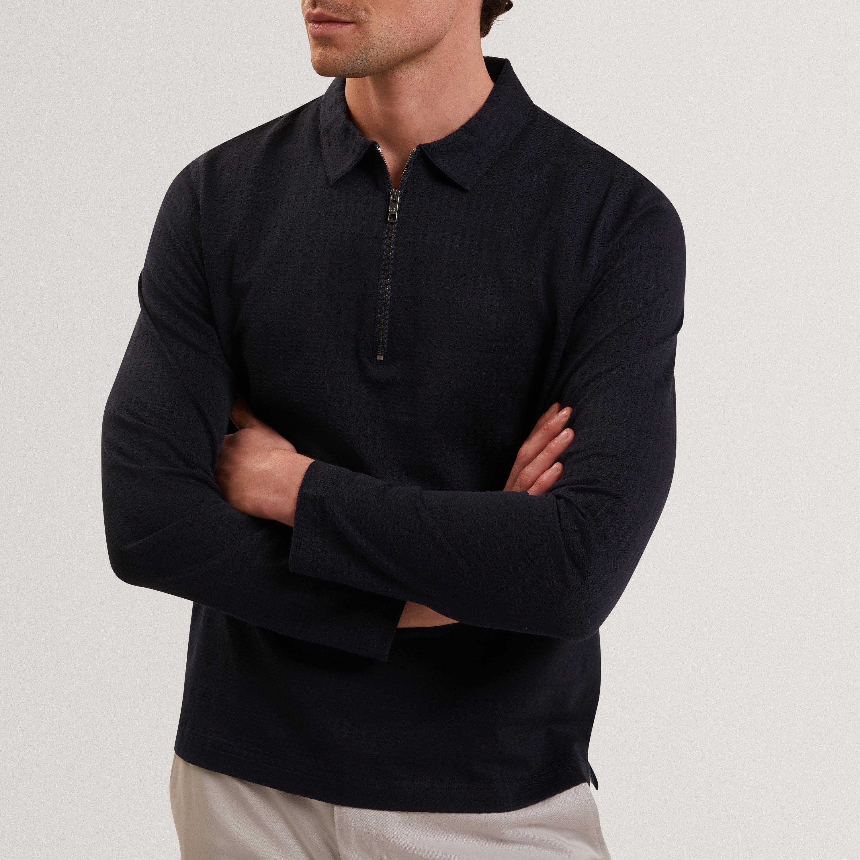 Navy - Ted Baker - Ted LS Text StrpHZip Sn62 - 2