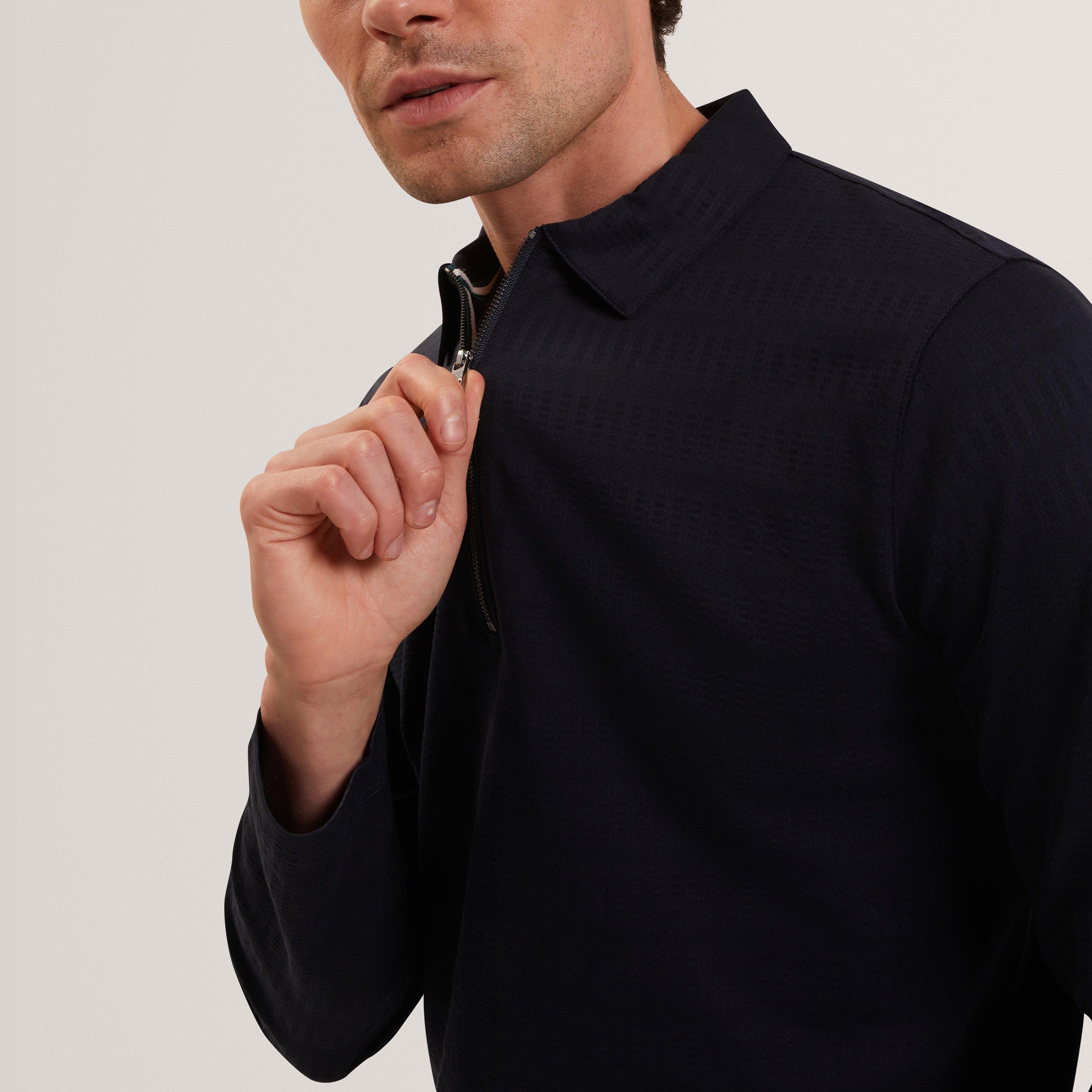 Navy - Ted Baker - Ted LS Text StrpHZip Sn62 - 4