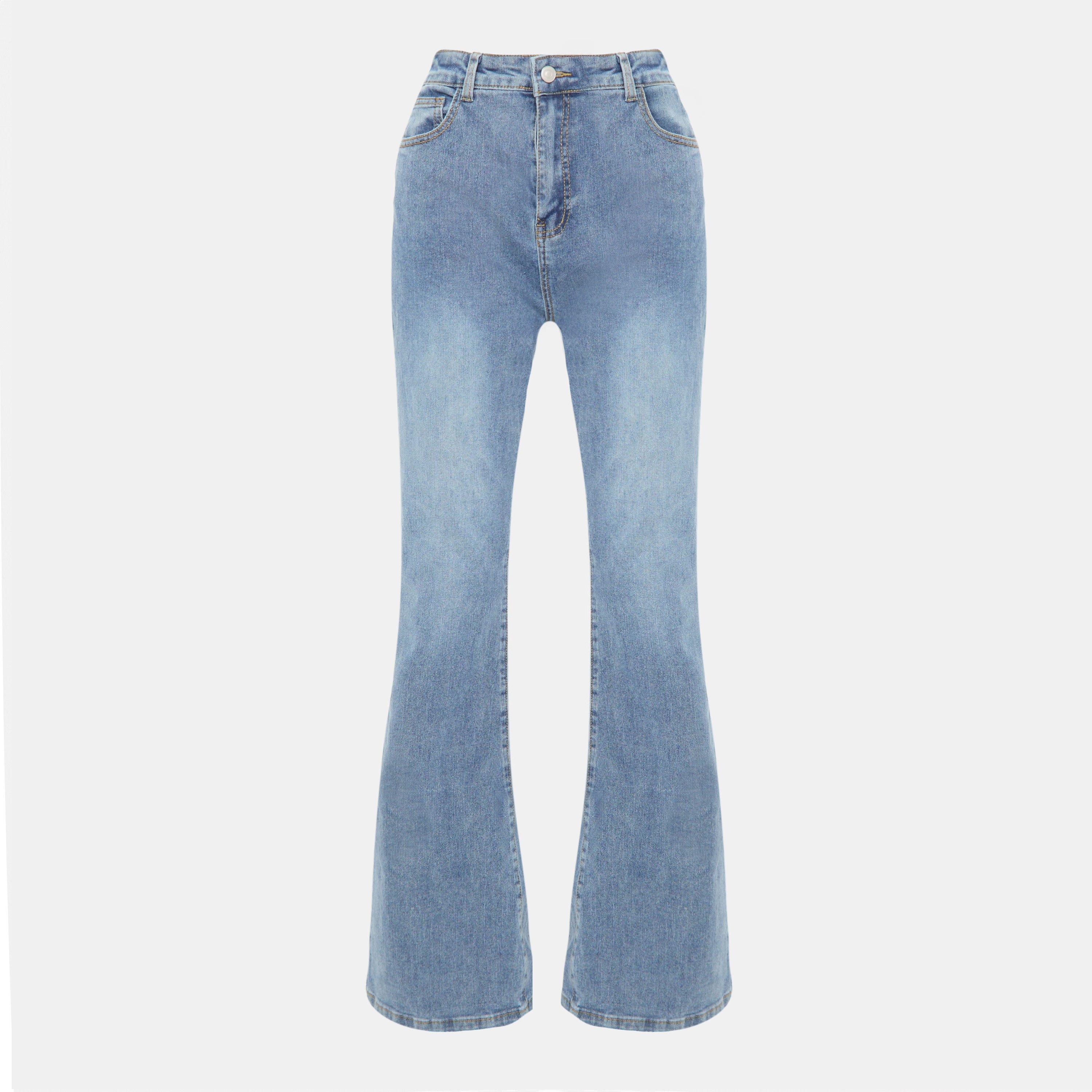 Light Blue - I Saw It First - Split Back Flare Jean - 1