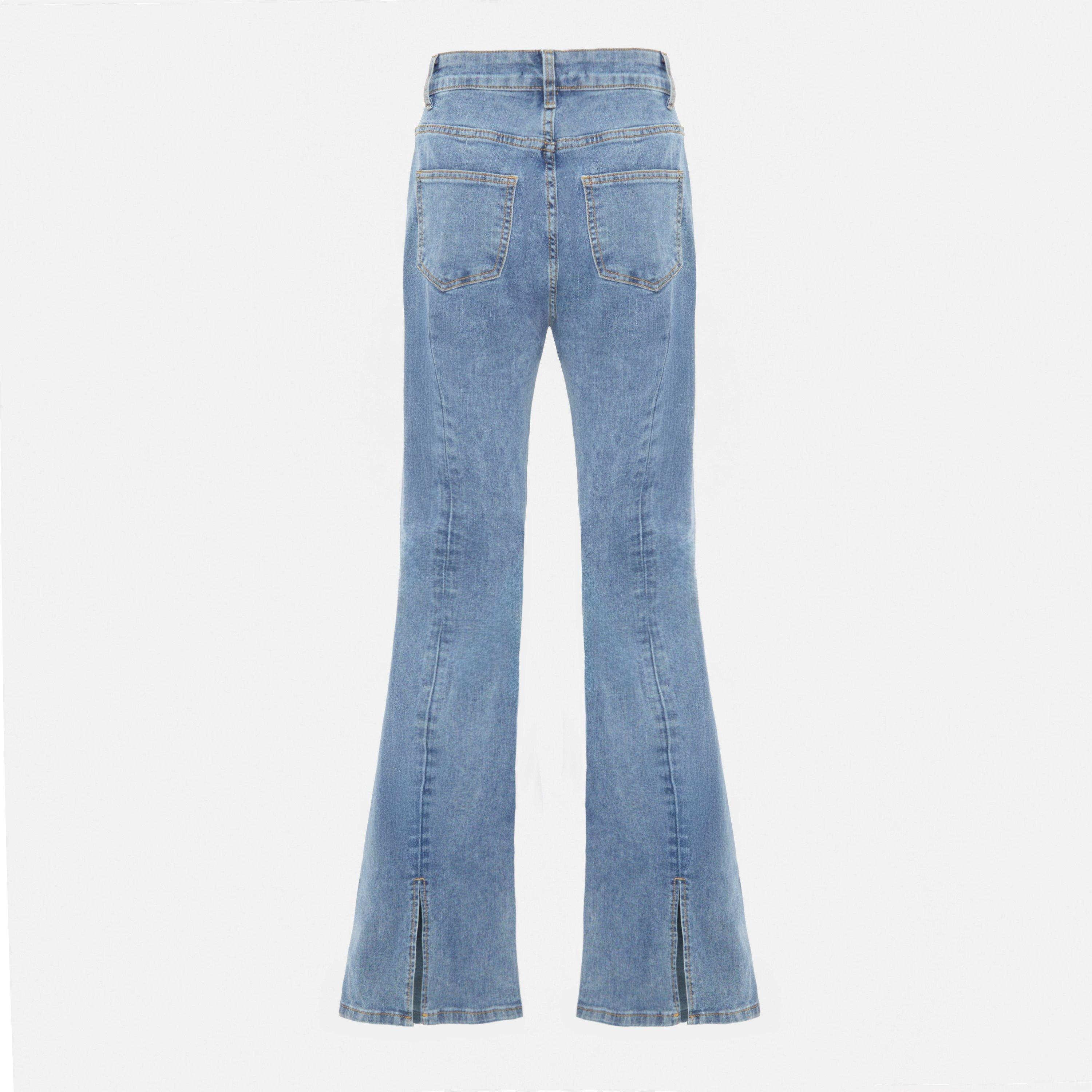 Light Blue - I Saw It First - Split Back Flare Jean - 2