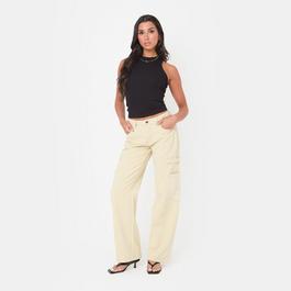 I Saw It First Low Rise Pocket Detail Wide Leg Jeans