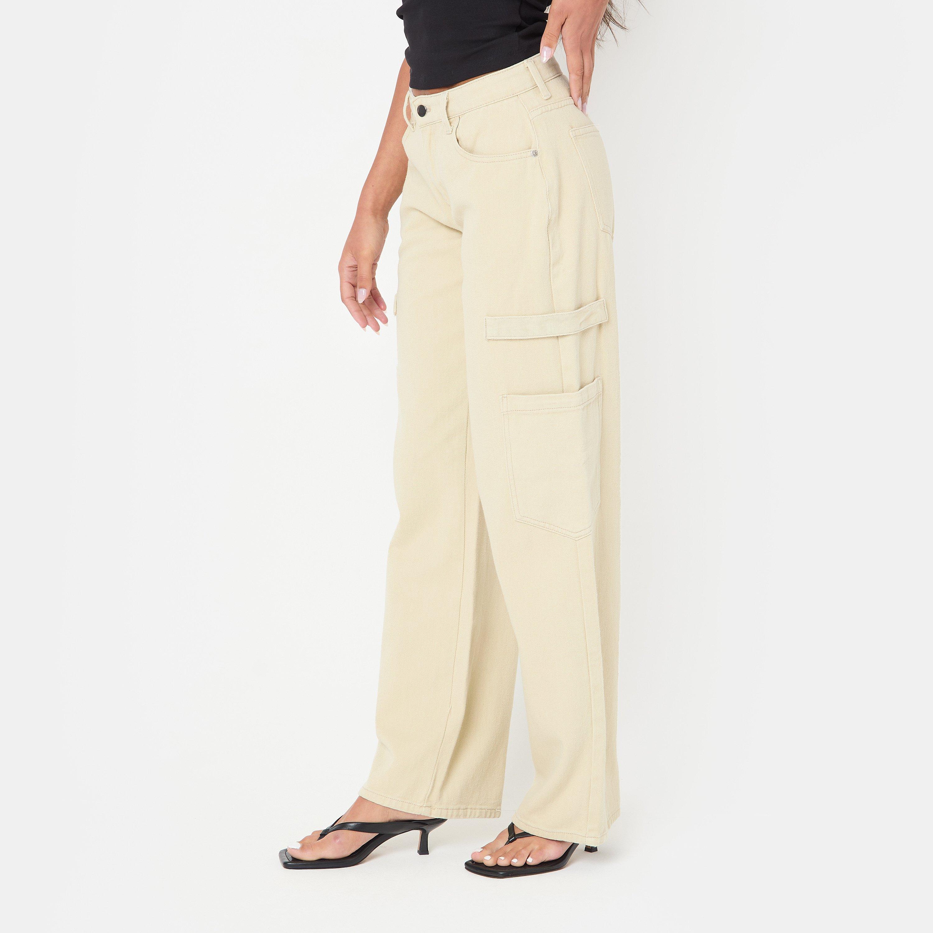 Stone - I Saw It First - Low Rise Pocket Detail Wide Leg Jeans - 7