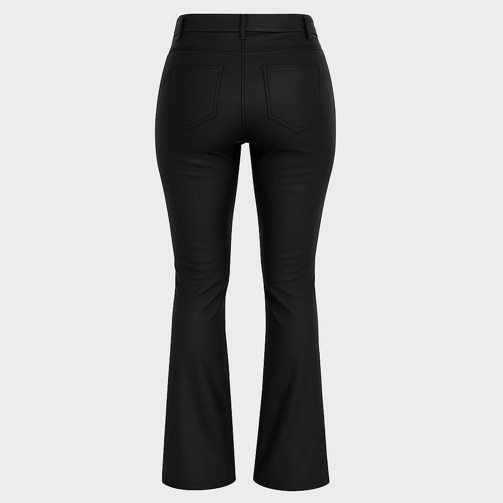 Black - I Saw It First - Coated Denim Side Split Flare Trousers - 2