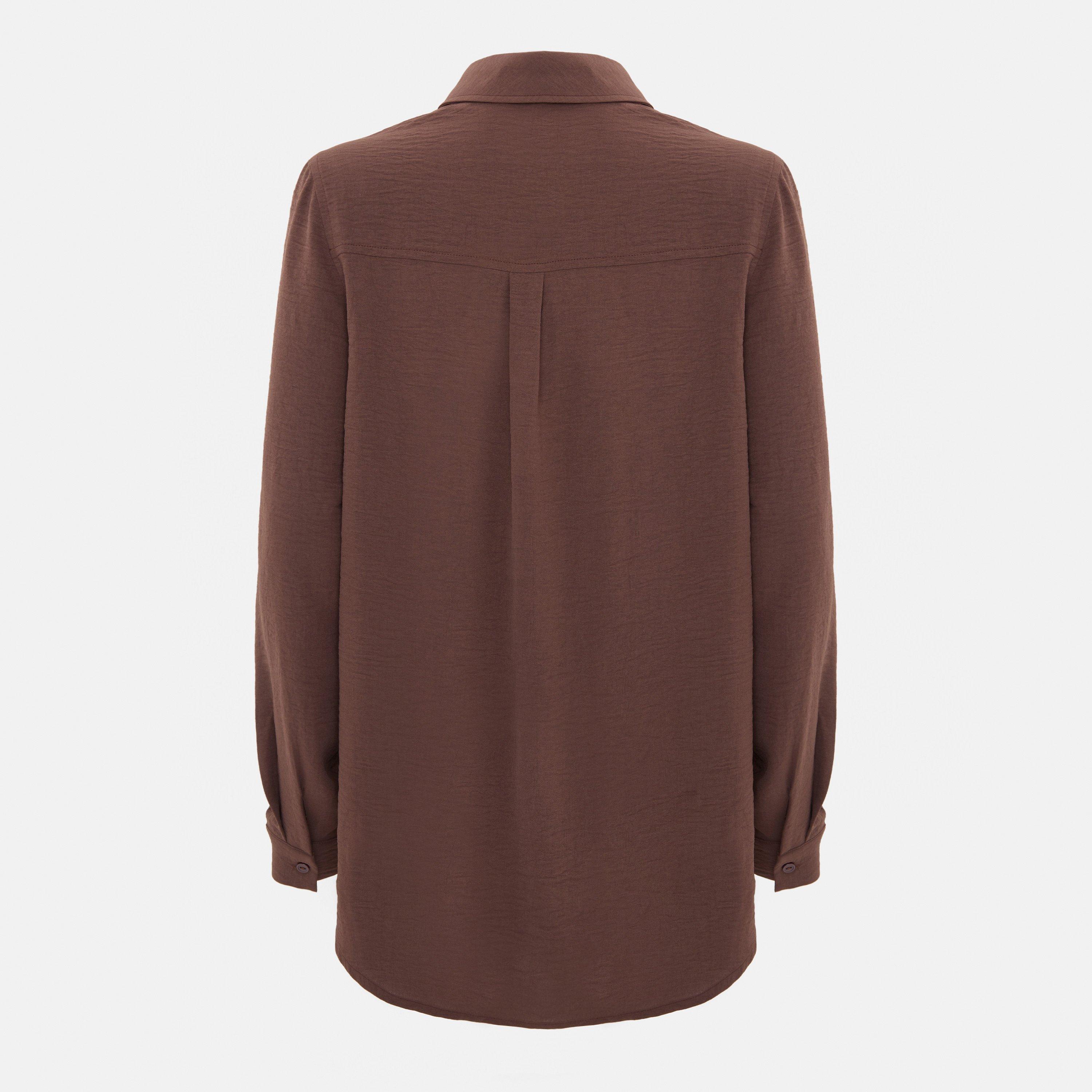 Brown - I Saw It First - Soft Crepe Long Sleeve Shirt - 2