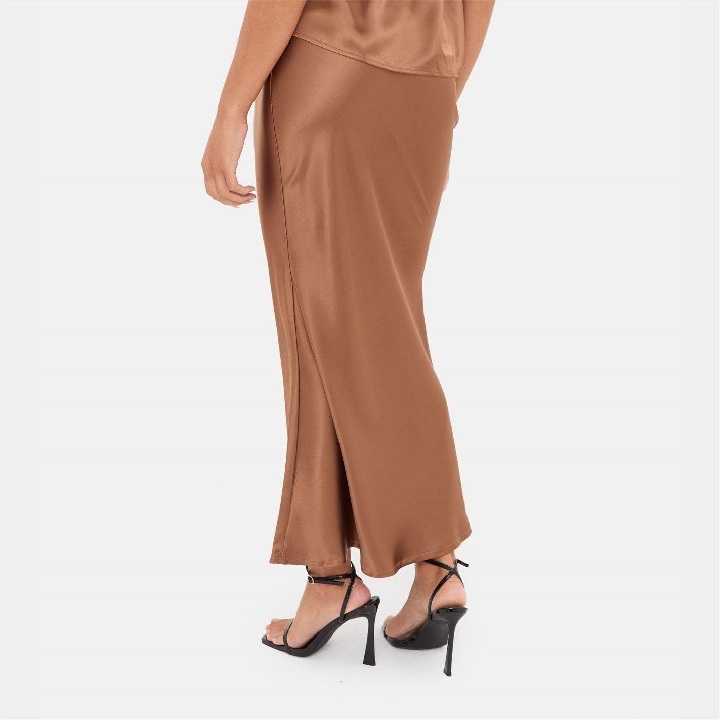 Smeđa - I Saw It First - Satin Bias Cut Maxi Skirt - 5