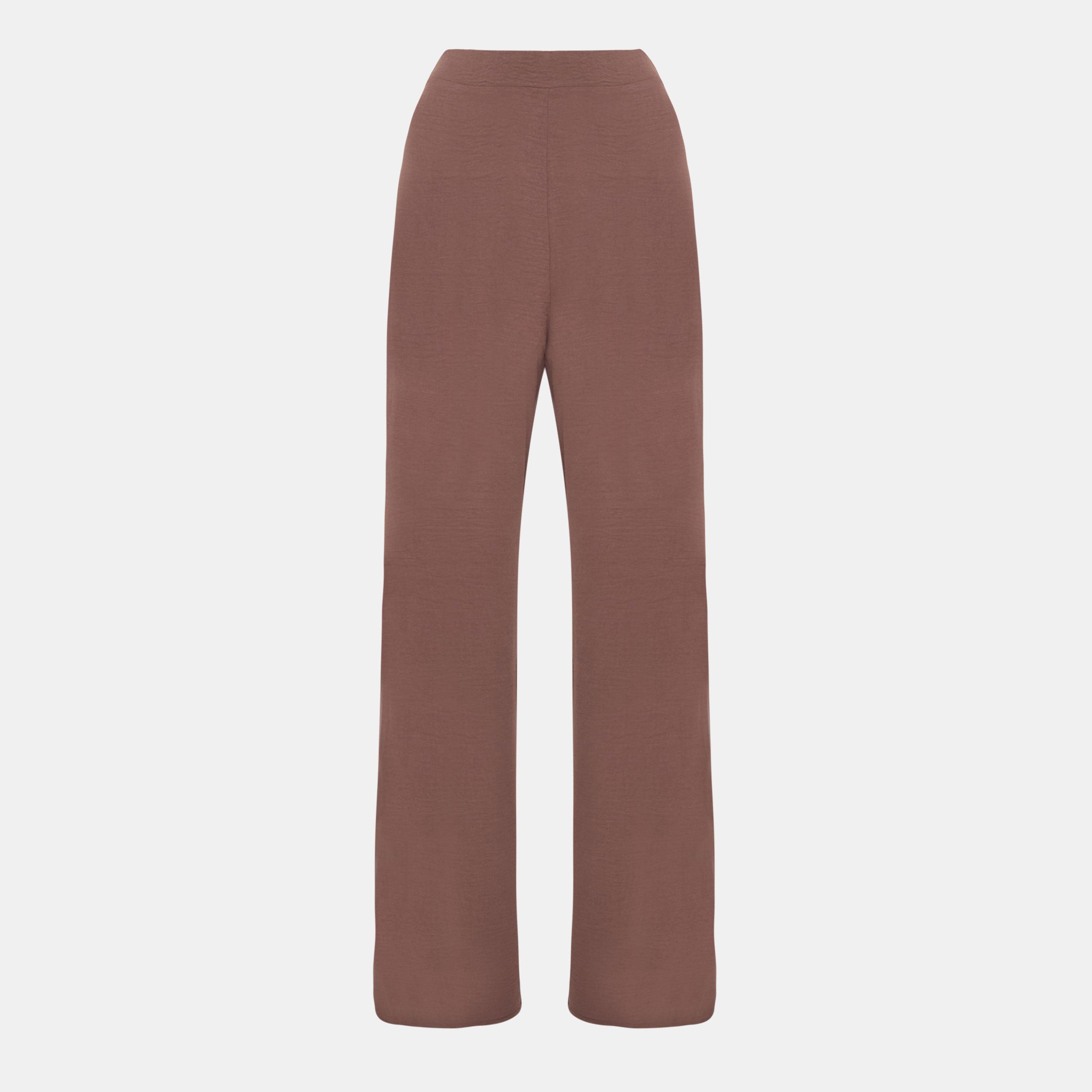 Brown - I Saw It First - Soft Crepe Wide Leg Trousers - 1