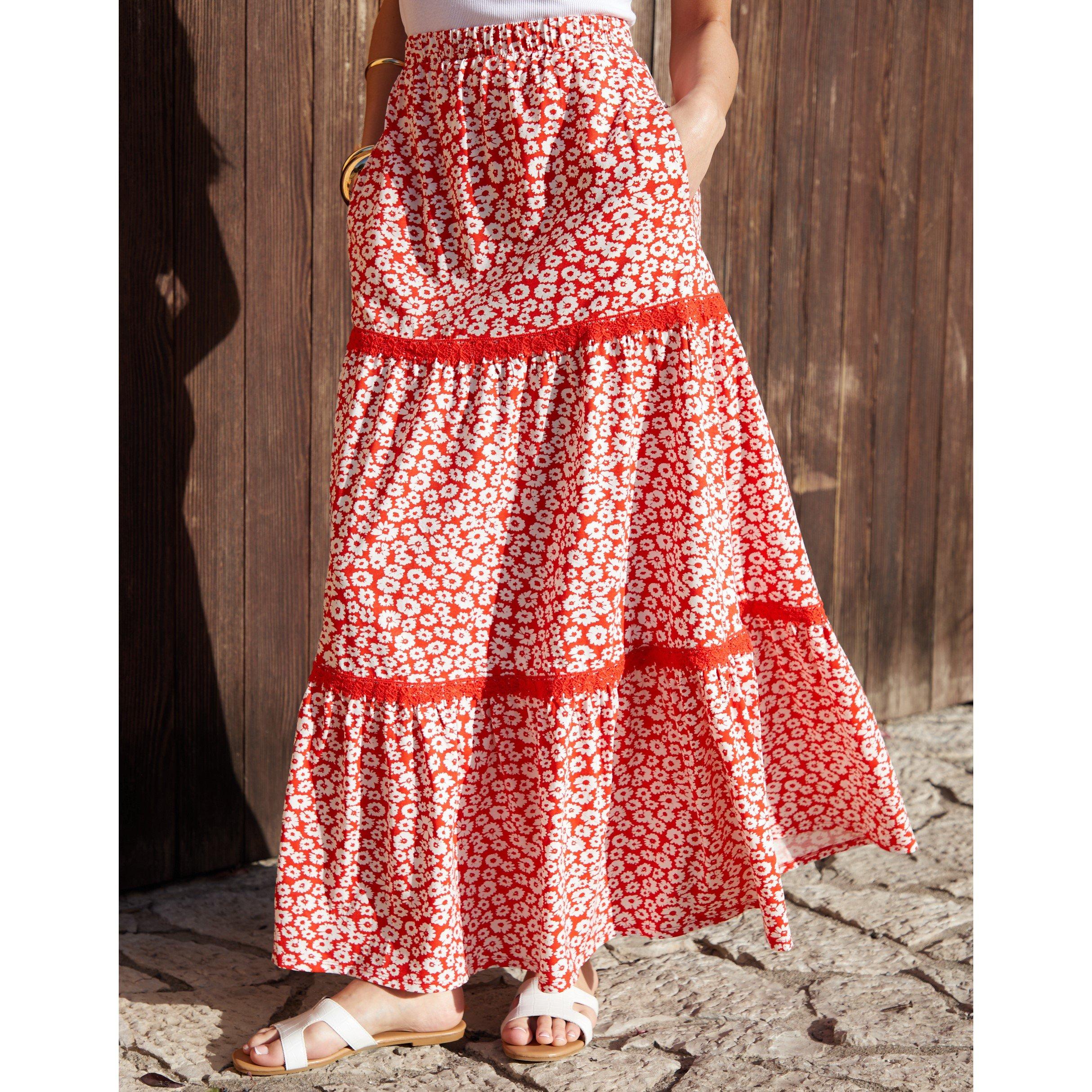 Red - Threadbare - Women's Aubrie Maxi Skirt - 1