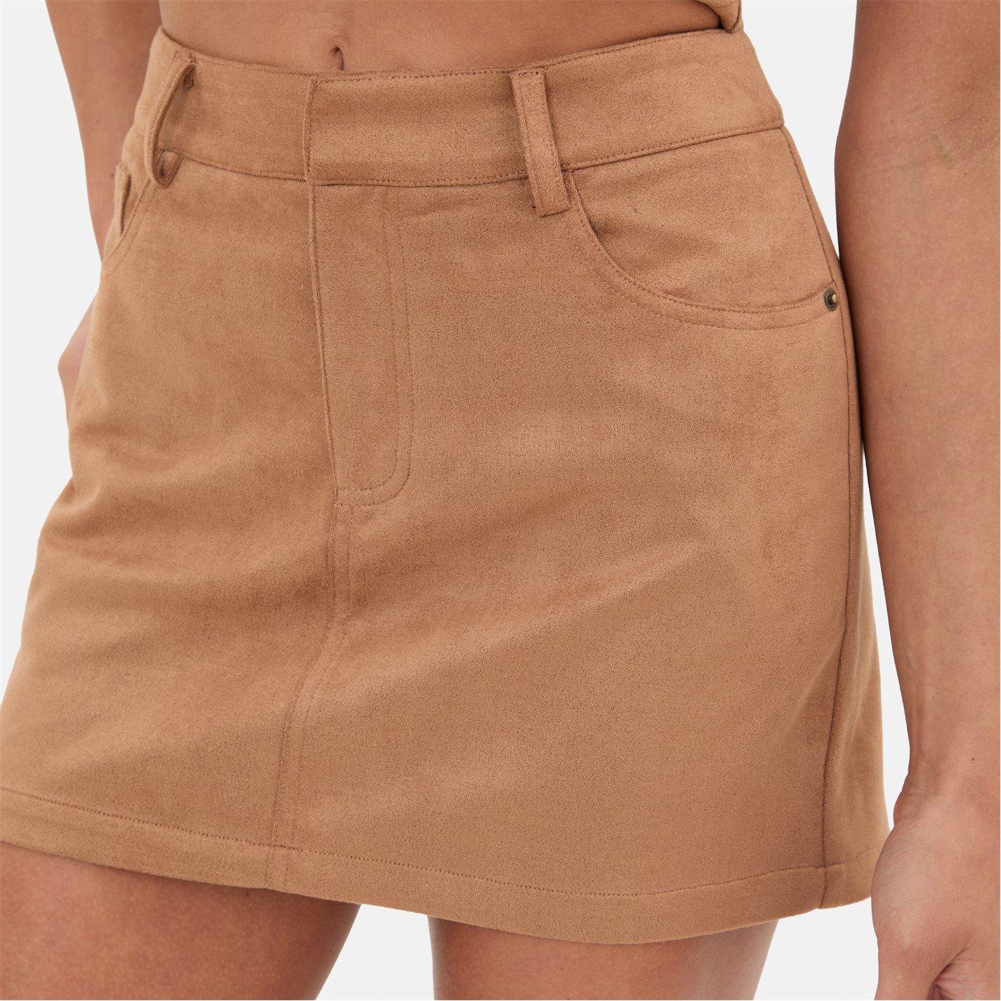 Marrone - I Saw It First - Suede Mini Skirt - 4