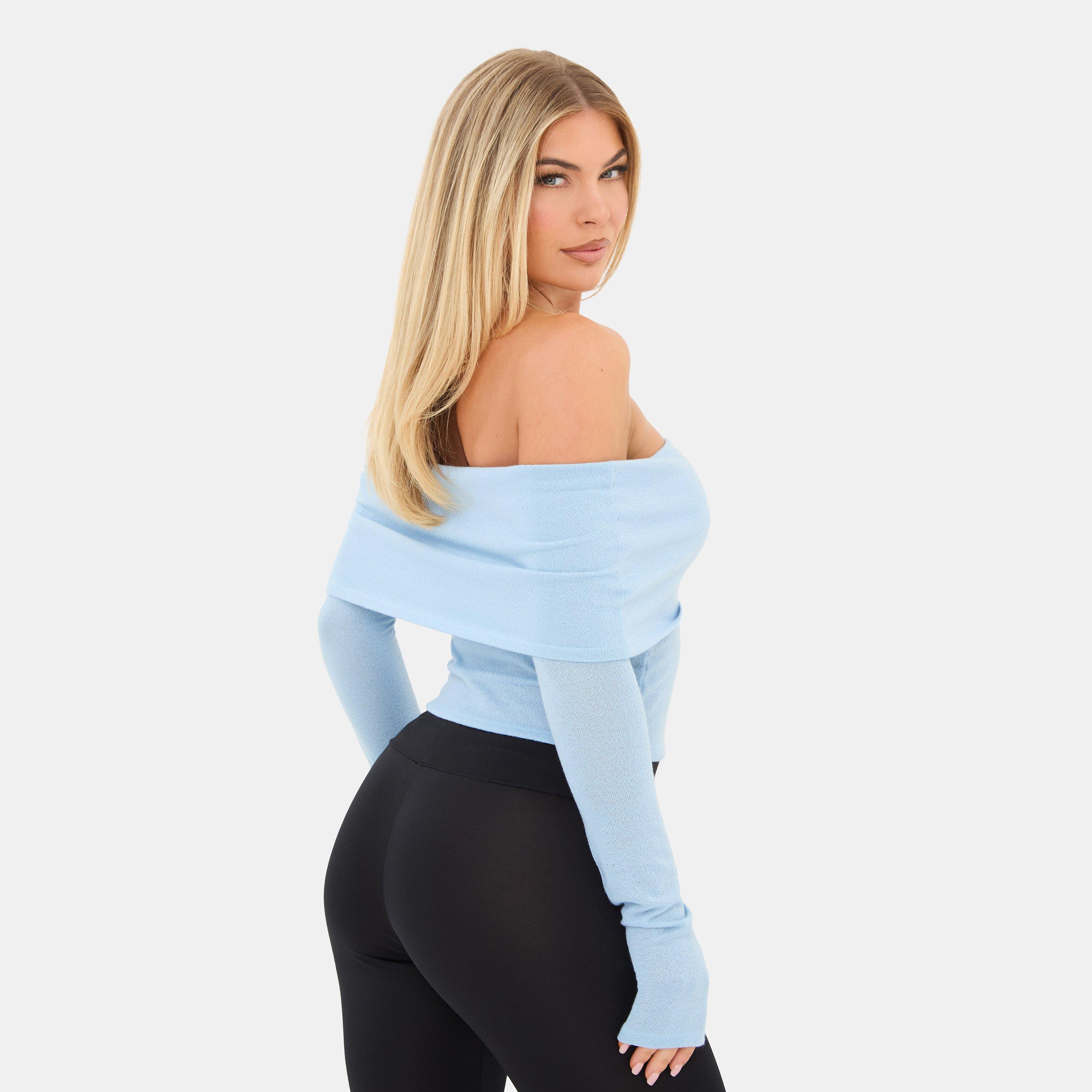 Blue - I Saw It First - Jersey Long Sleeve Bardot Top - 2