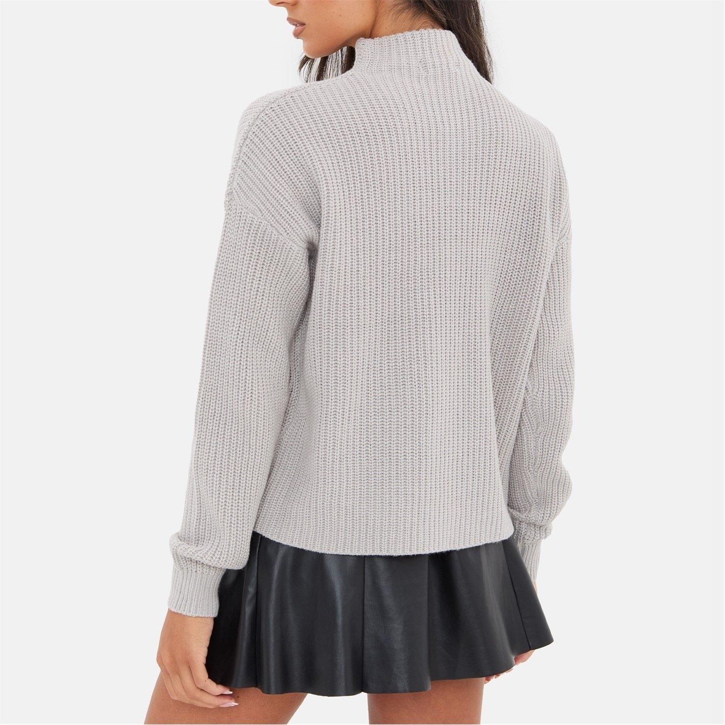 Grey - I Saw It First - High Neck Knit Jumper - 5