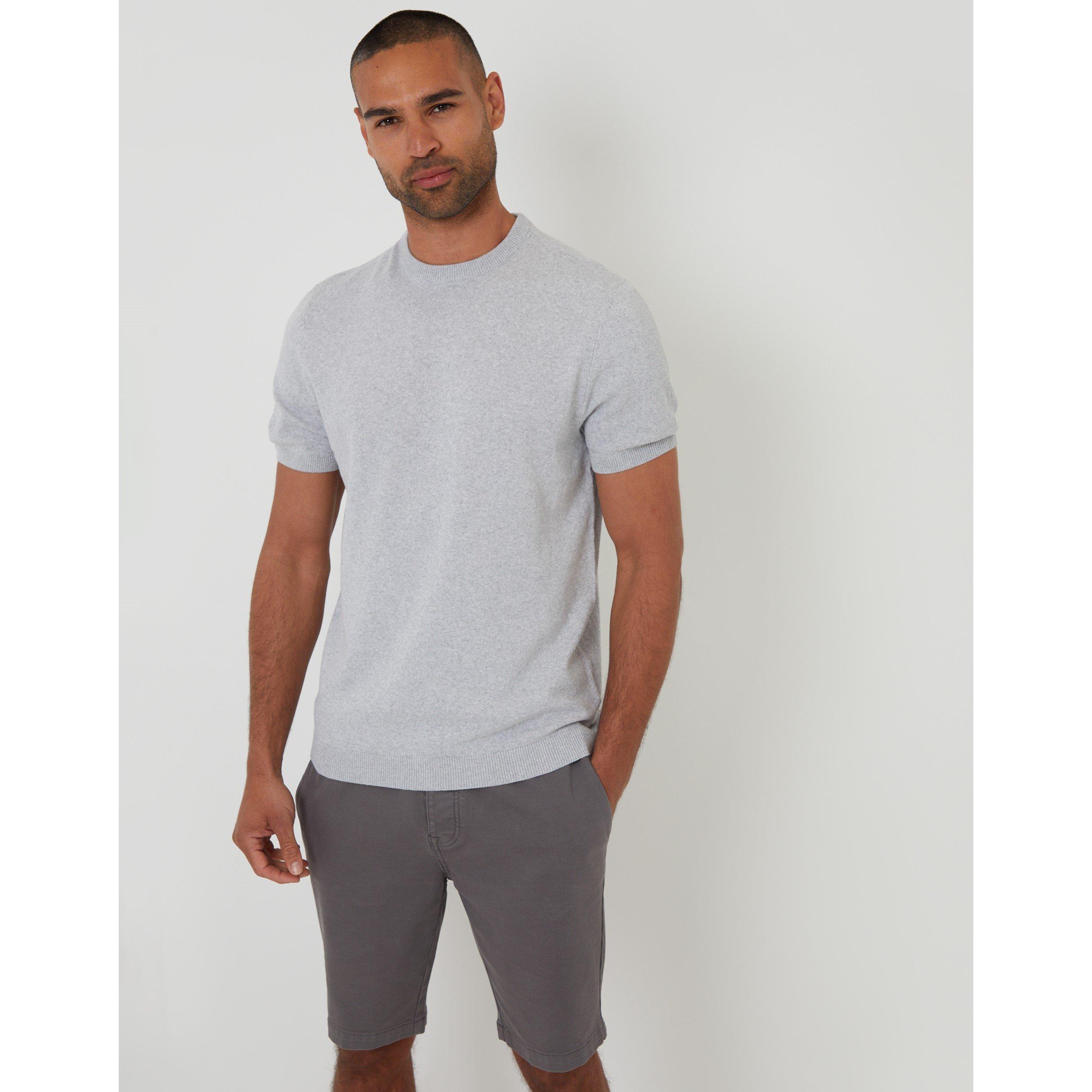 Threadbare Men's Davenfield Knitted T-Shirt - Lt Grey Marl - Medium
