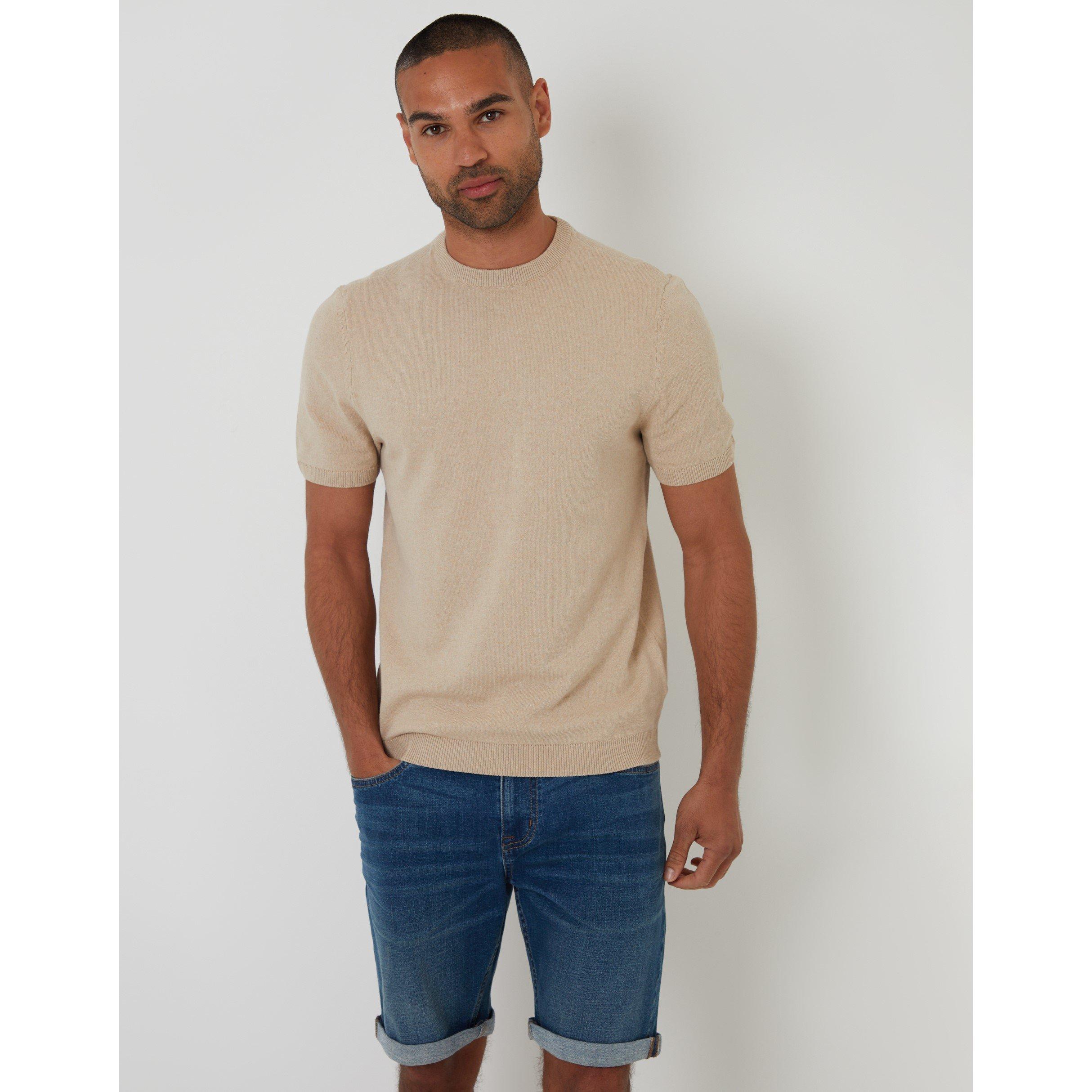 Threadbare Men's Davenfield Knitted T-Shirt - Beige - Small