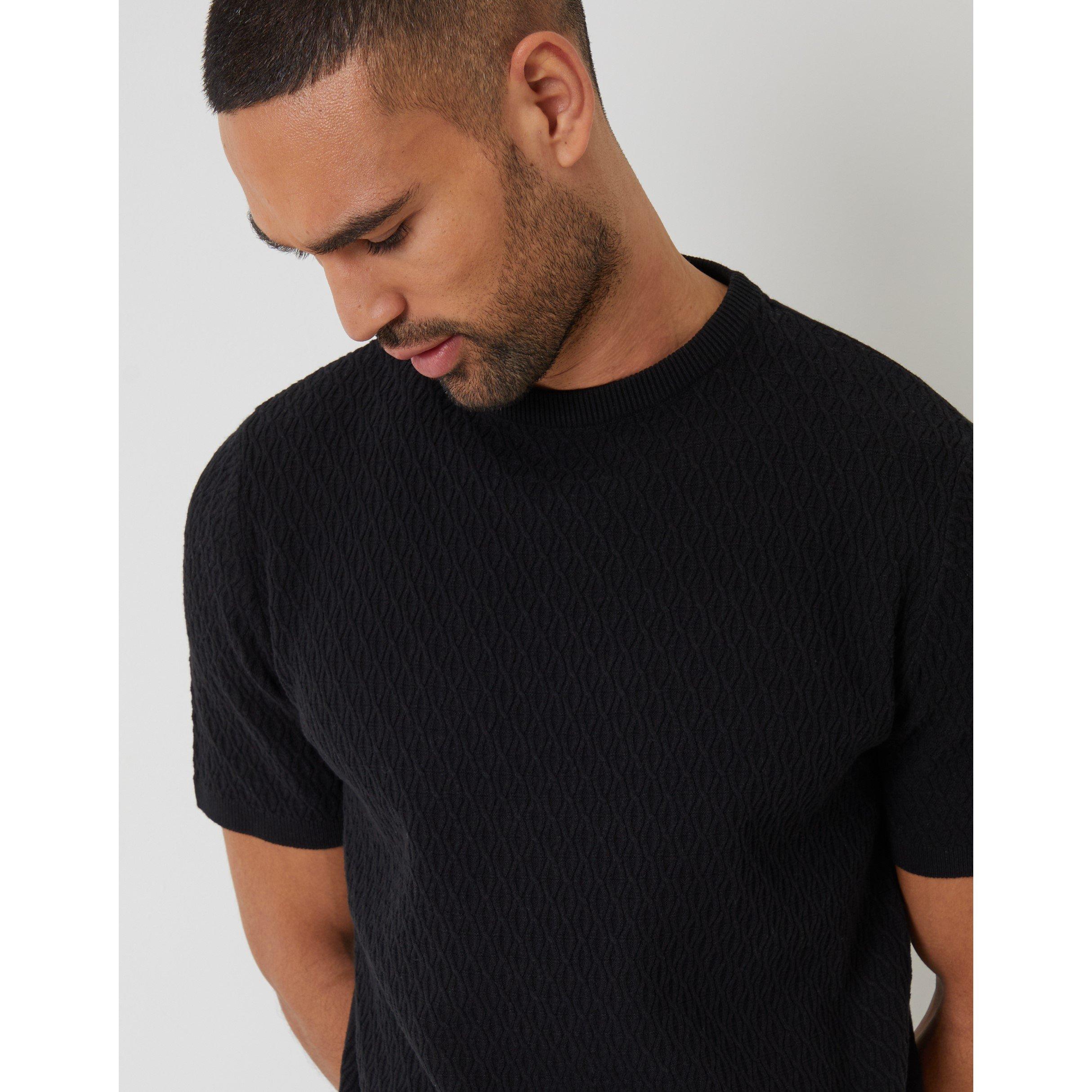 Threadbare Men's Knitted T-Shirt - Black - Medium
