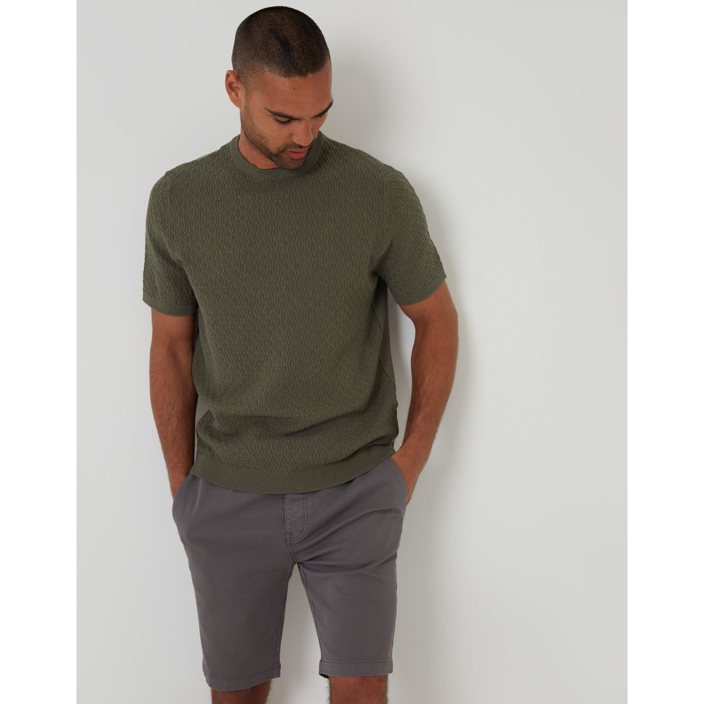 Threadbare Men's Knitted T-Shirt - Dk Sage - Large