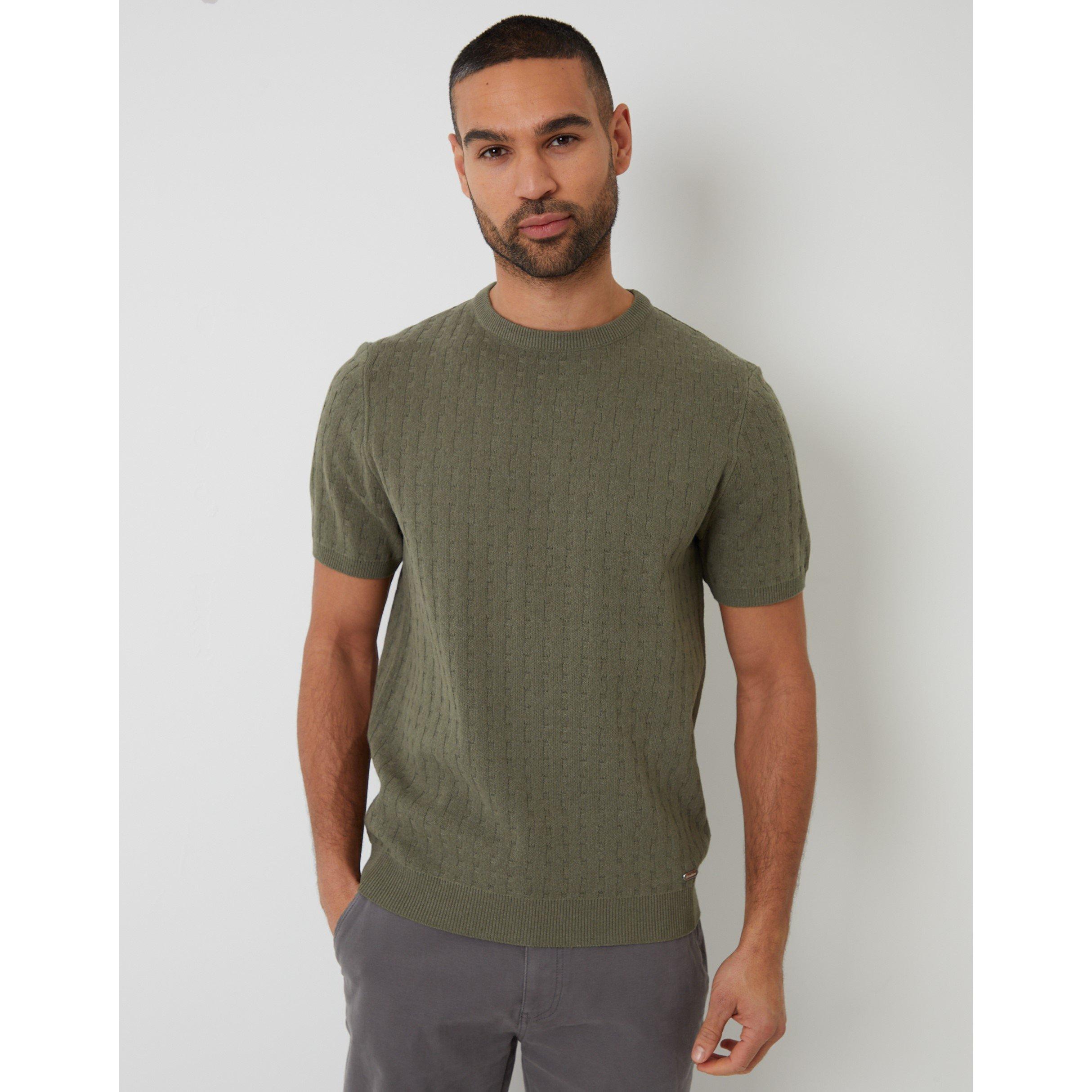 Threadbare Men's Knitted T-Shirt - Dk Sage - Medium