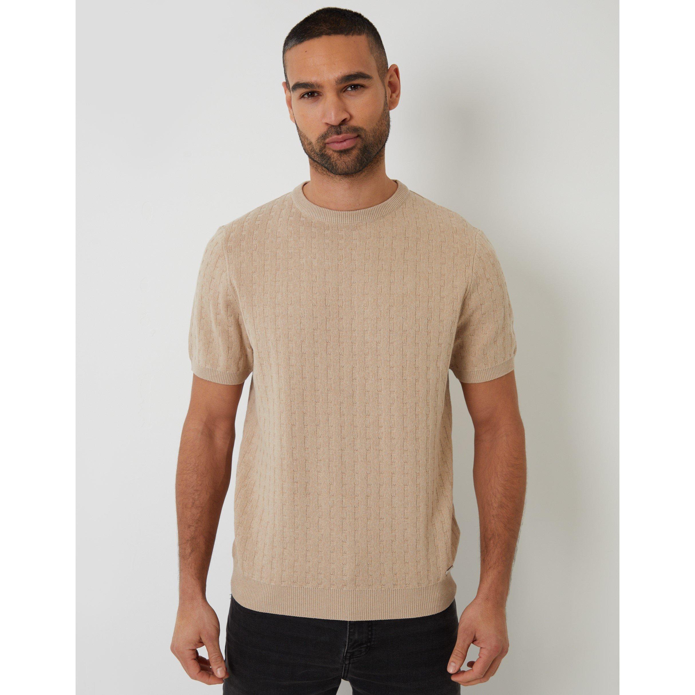 Beige - Threadbare - Men's Knitted T-Shirt