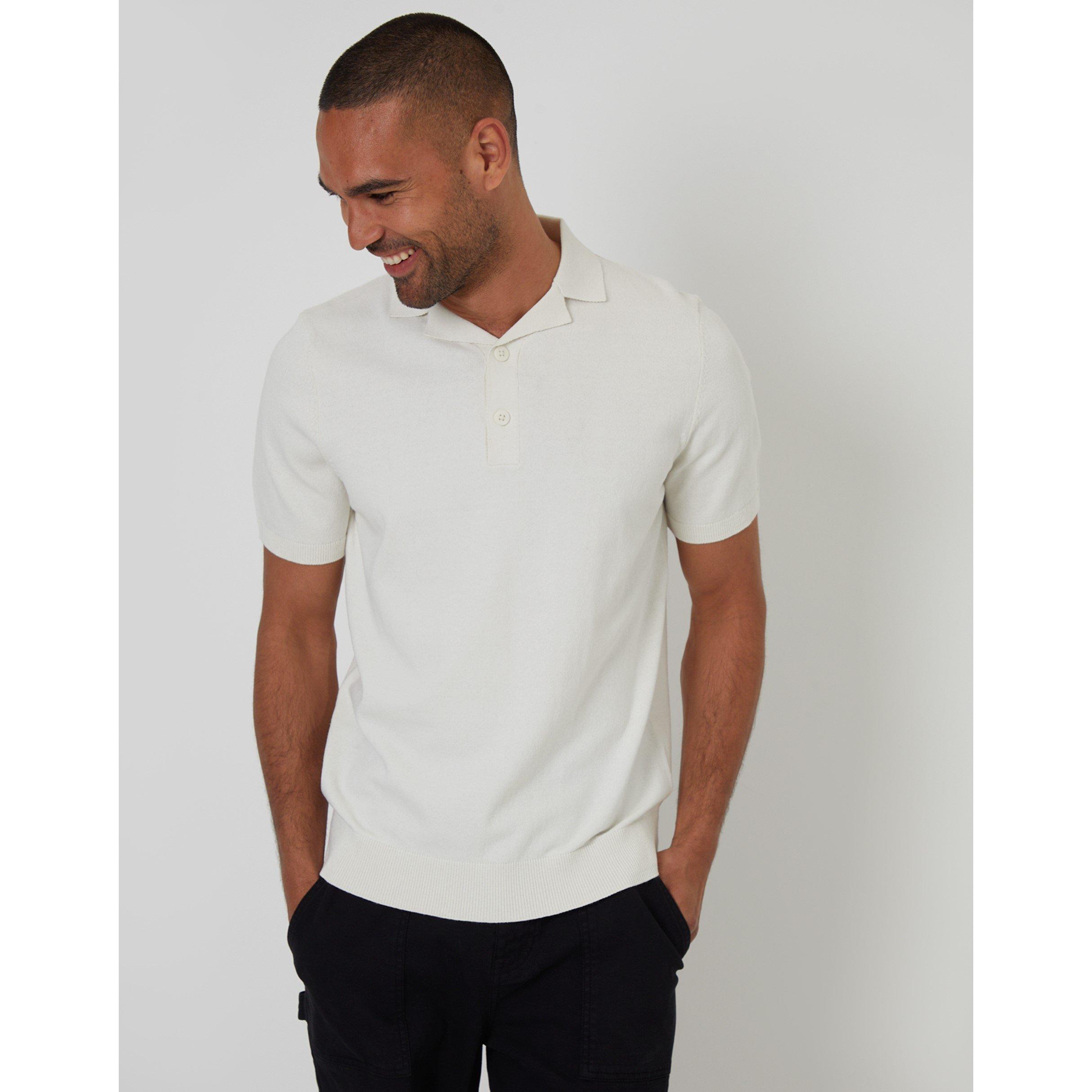 Threadbare Men's Polo Alwin Knitted Top - Ecru - Medium