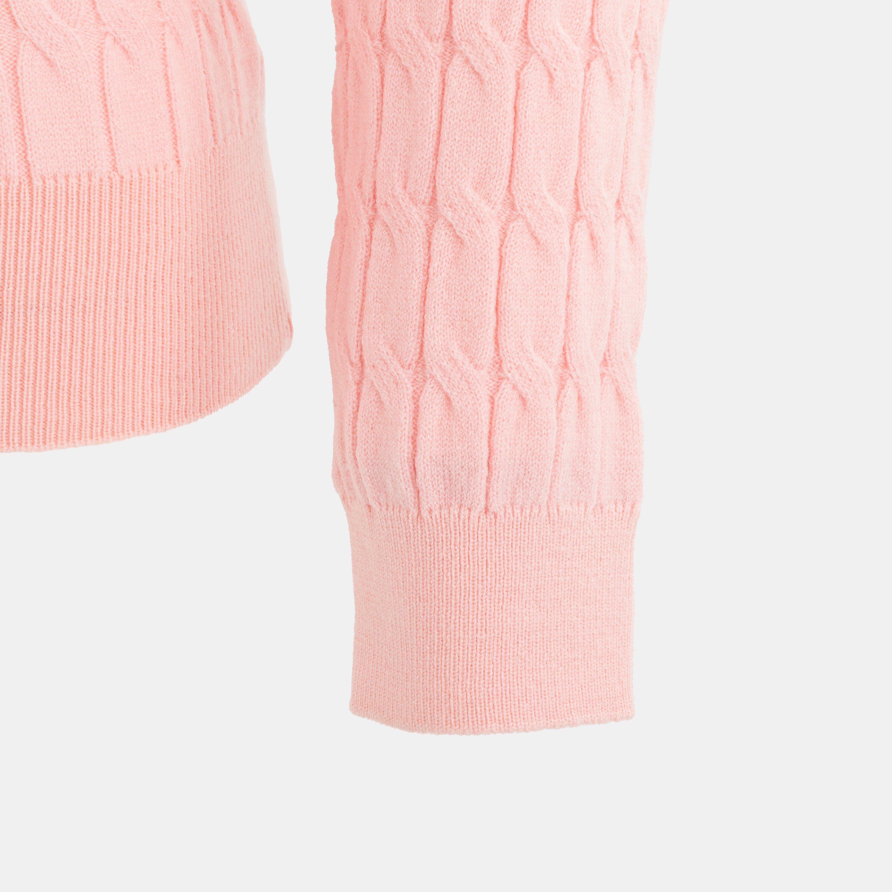 Pink - Miso - Long Sleeve Crew Neck Cable Knit Jumper - 5
