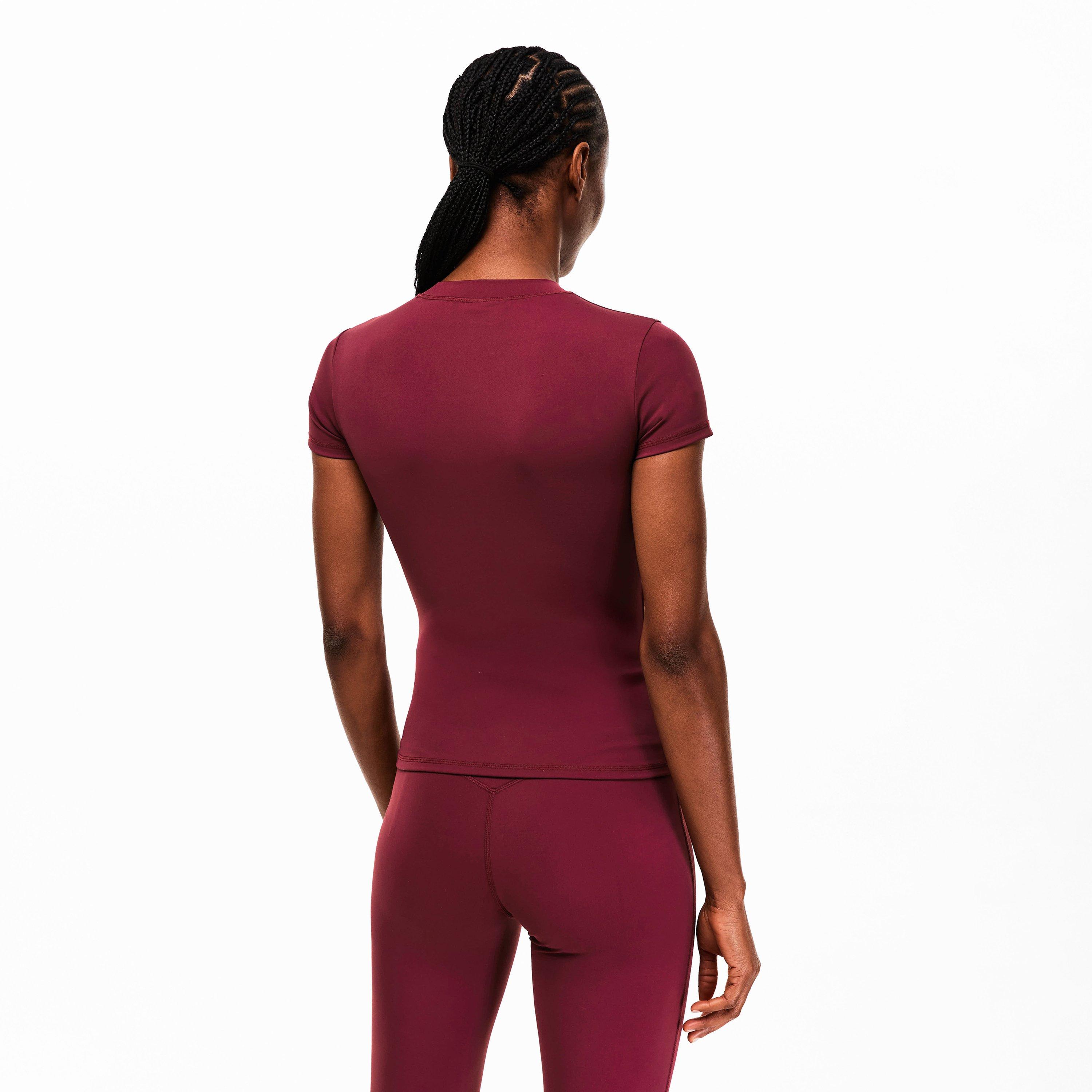 Burgundy - The Couture Club - Womens Sculpting Stretch Emblem Baby T-Shirt - 4