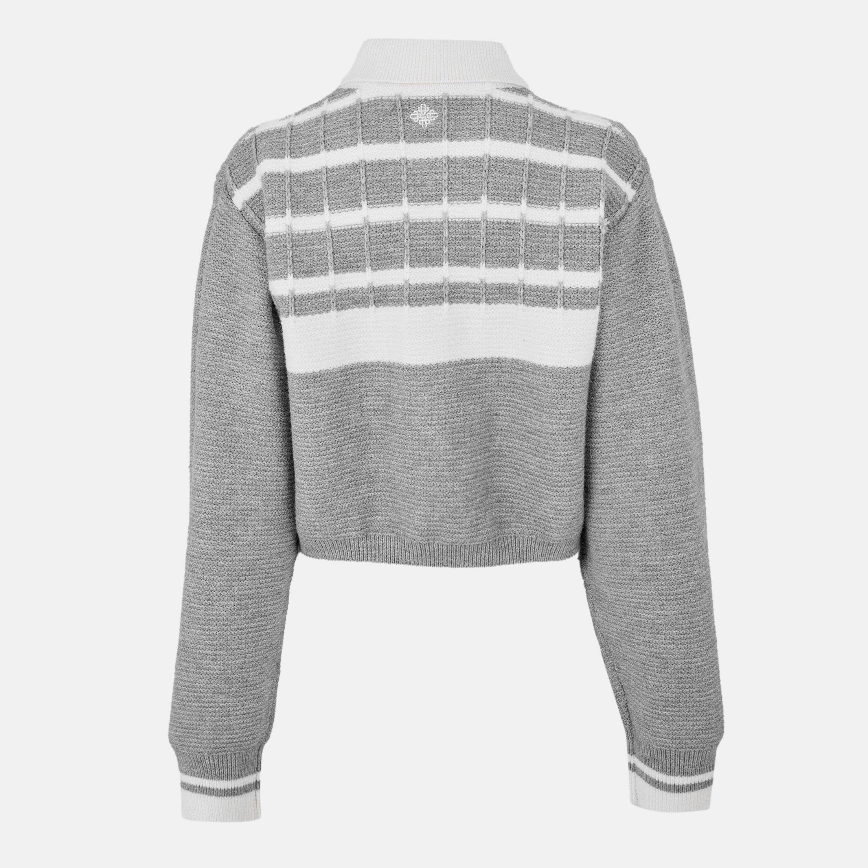 Grey - The Couture Club - Women's Emblem Zipped Crew Neck Jumper - 2