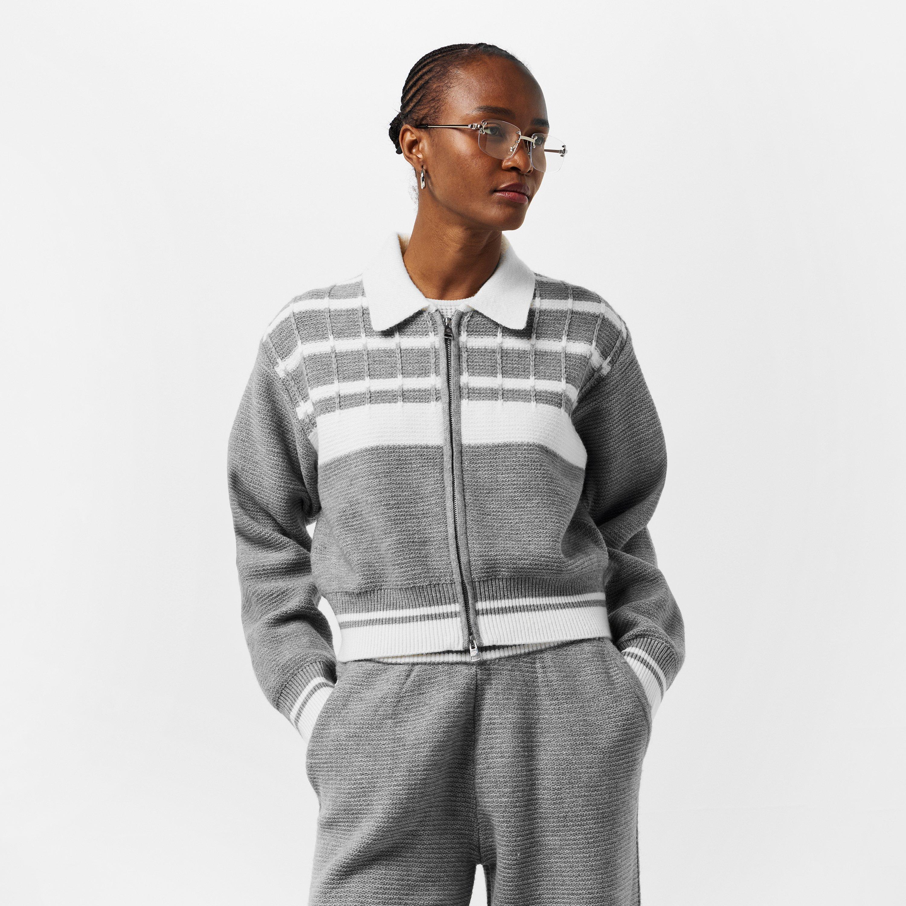 Grey - The Couture Club - Women's Emblem Zipped Crew Neck Jumper - 3