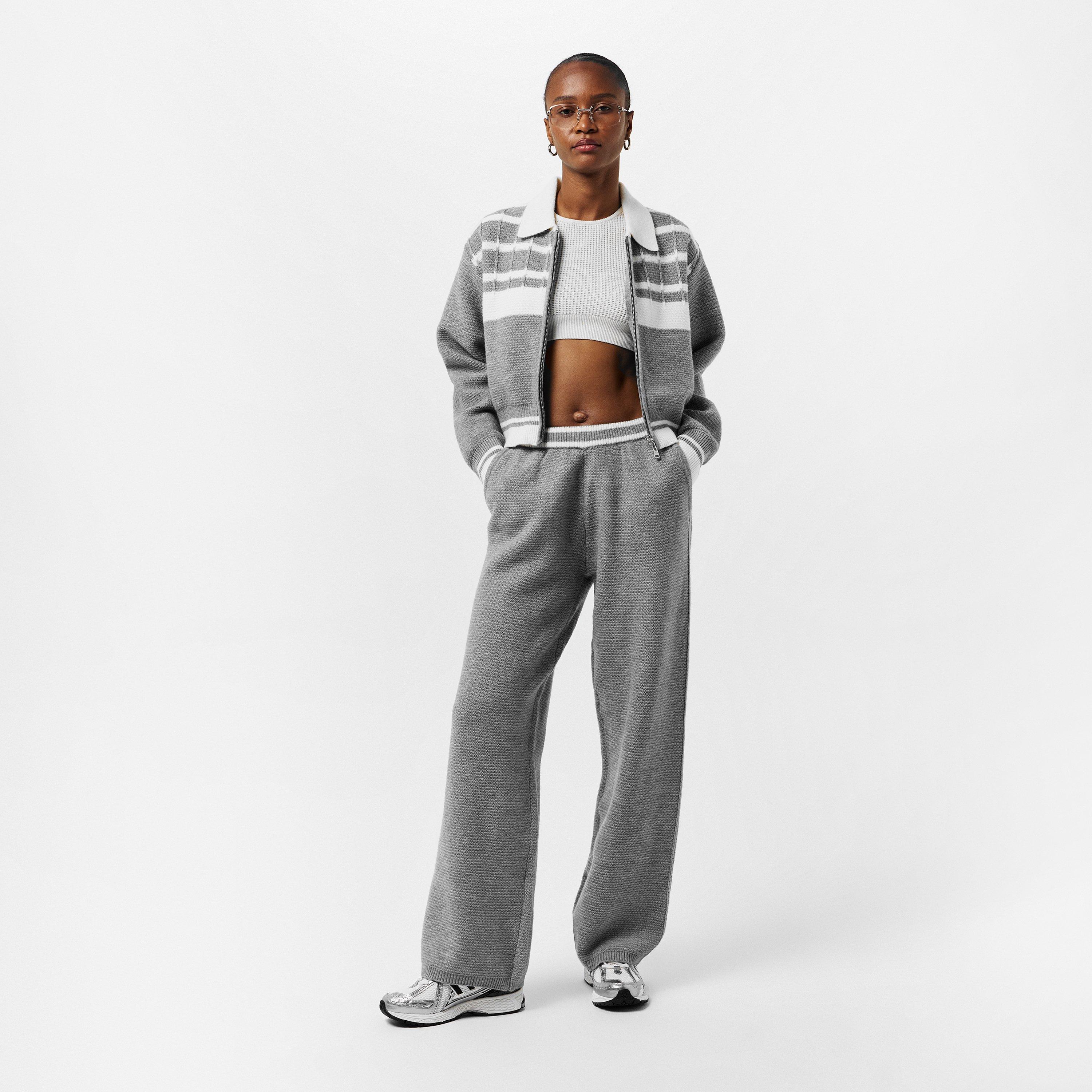 Grey - The Couture Club - Women's Emblem Zipped Crew Neck Jumper - 6