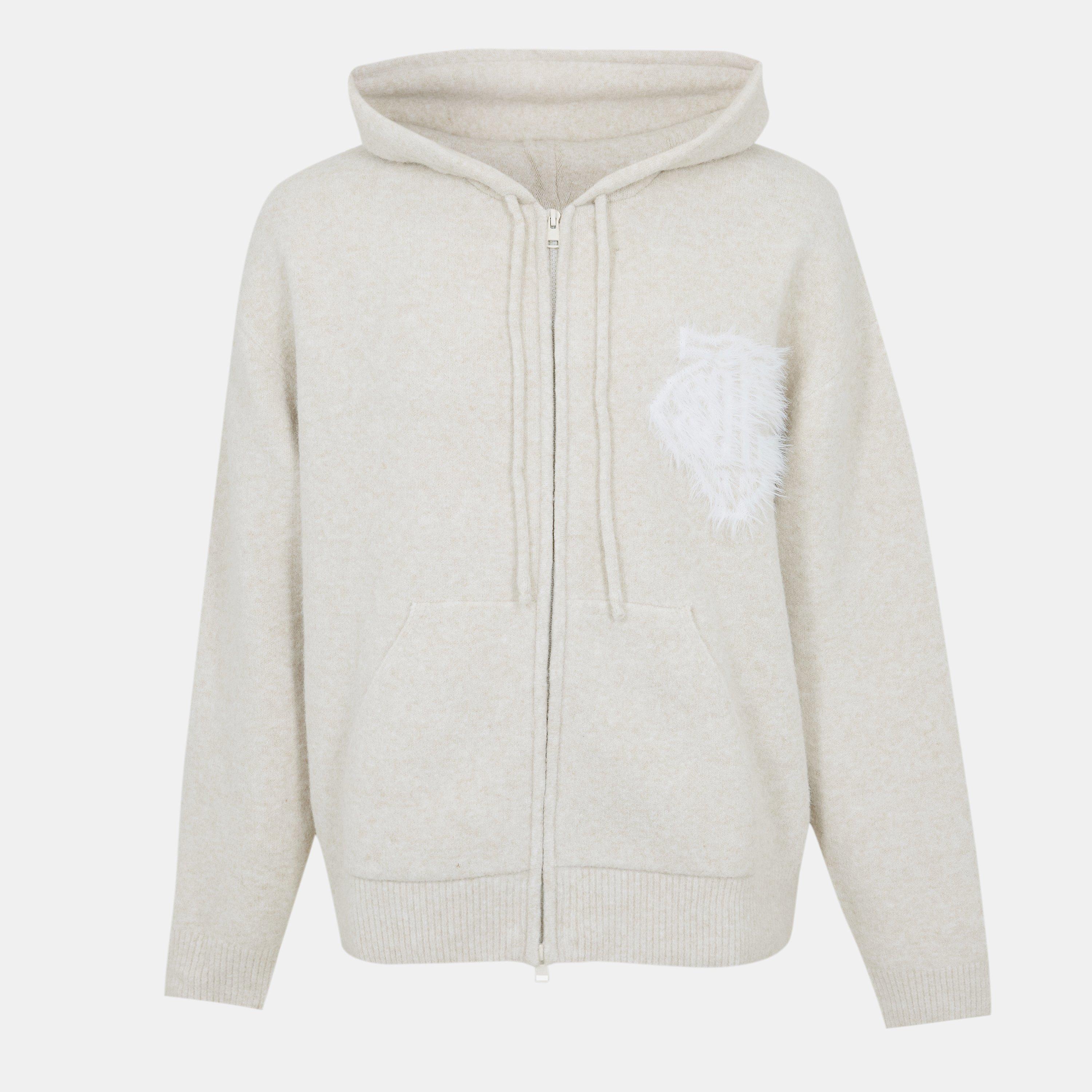 Mens Fluffy Knit Zip Hoodie