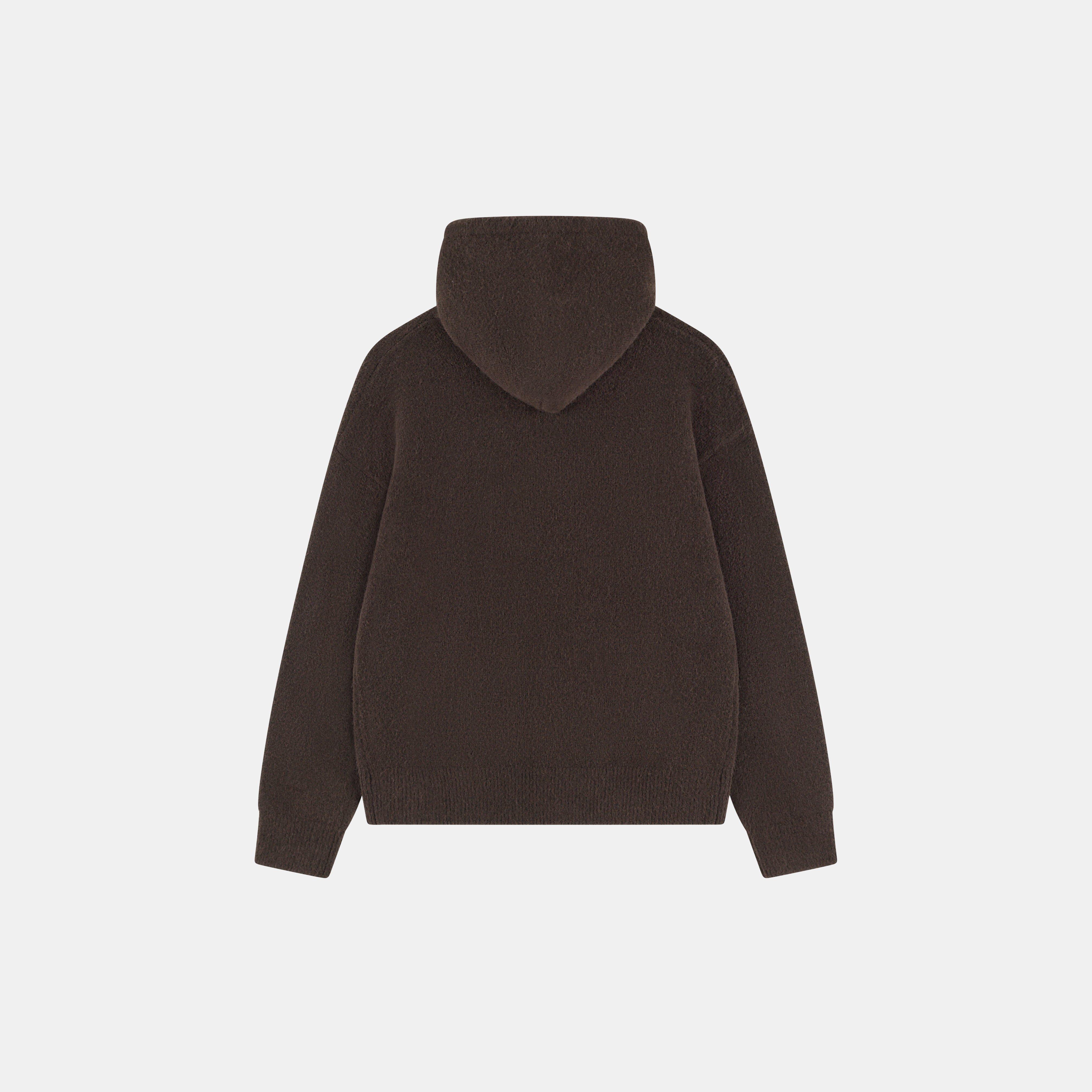 Brown - The Couture Club - Mens Fluffy Knit Zip Hoodie - 2