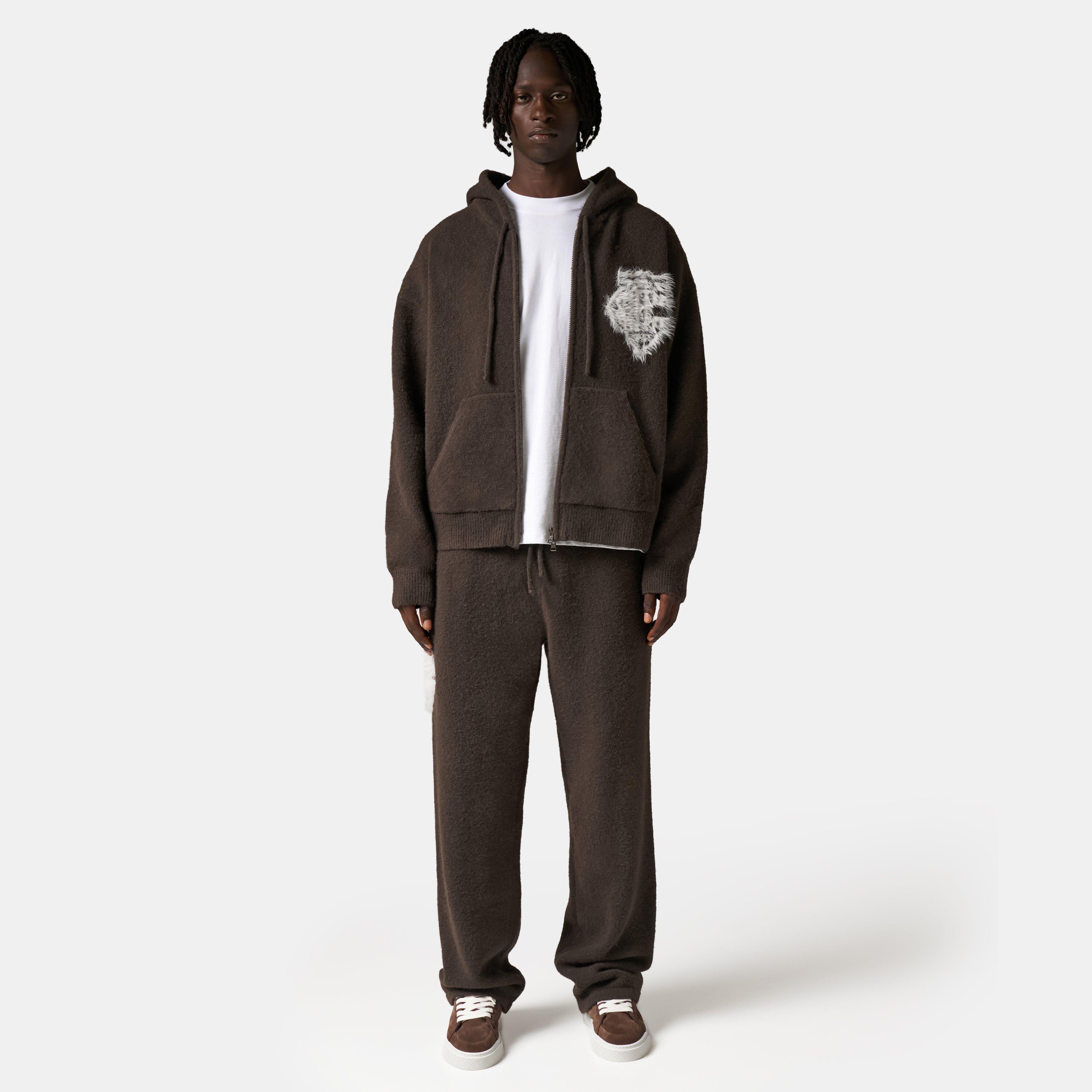 Brown - The Couture Club - Mens Fluffy Knit Zip Hoodie - 6