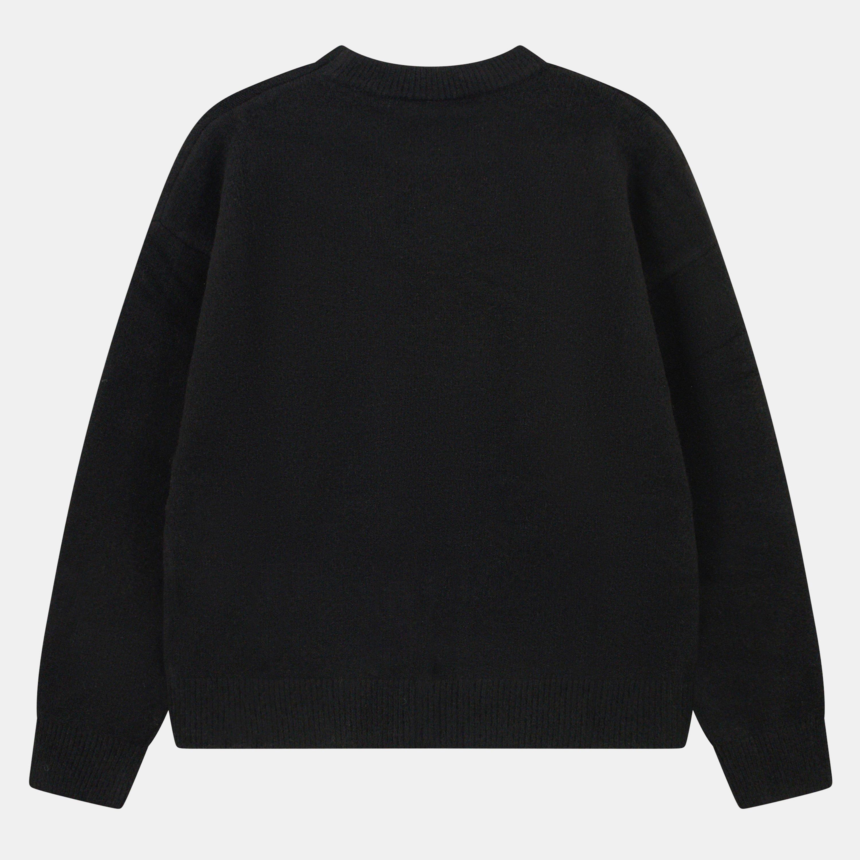 Black - The Couture Club - Mens Fluffy Knit Crew Sweater - 2