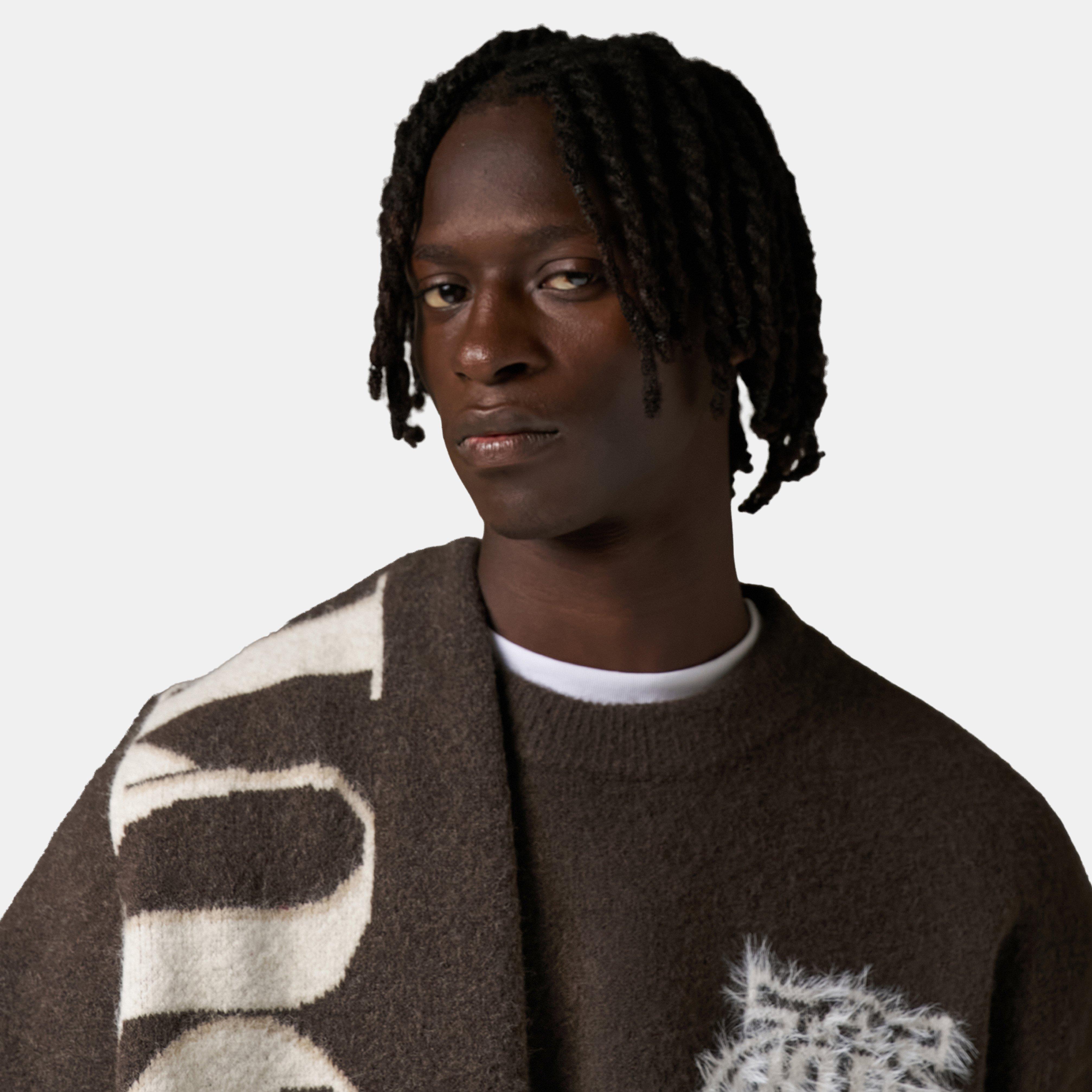 Brown - The Couture Club - Mens Fluffy Knit Crew Sweater - 5