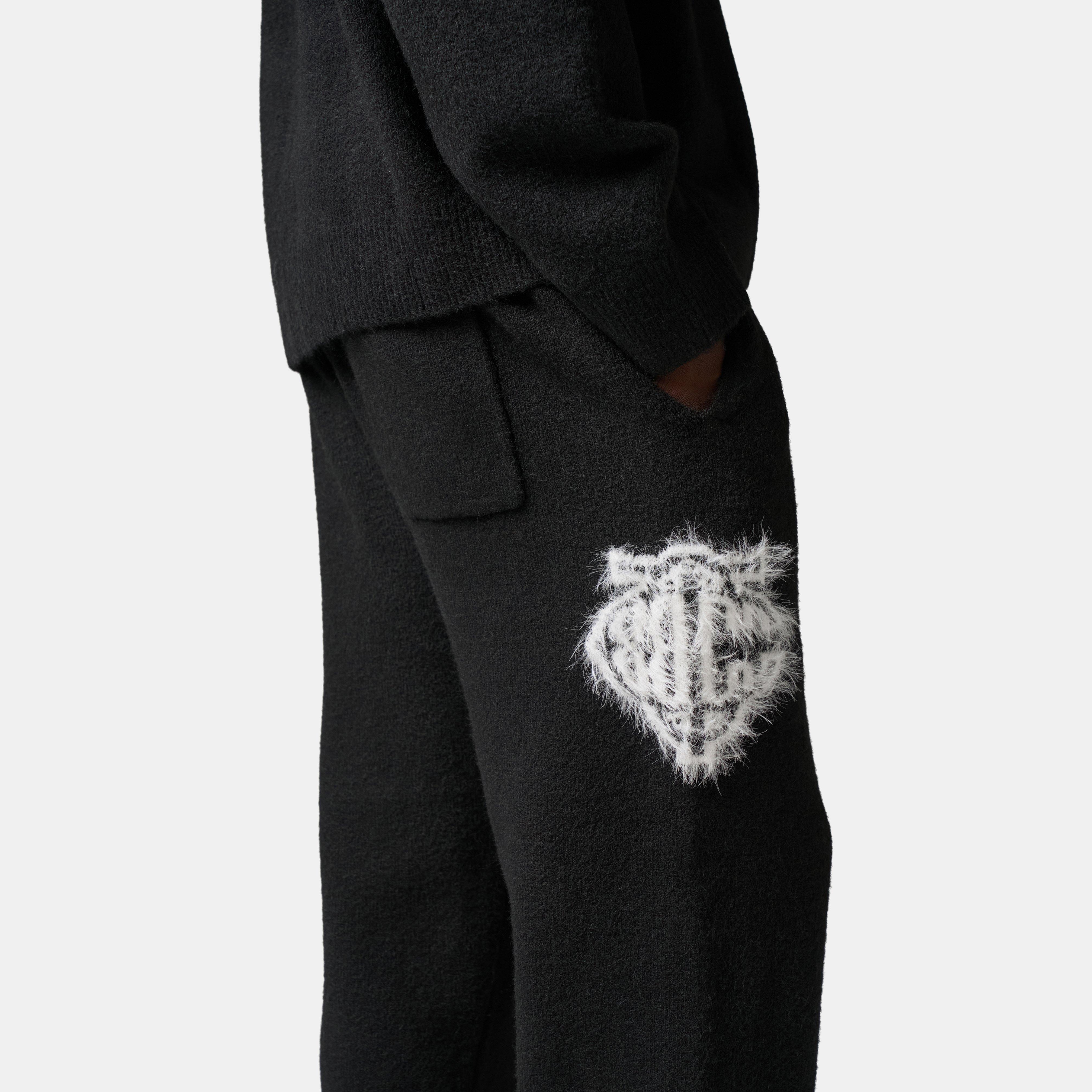 Black - The Couture Club - Mens Fluffy Knit Joggers - 3