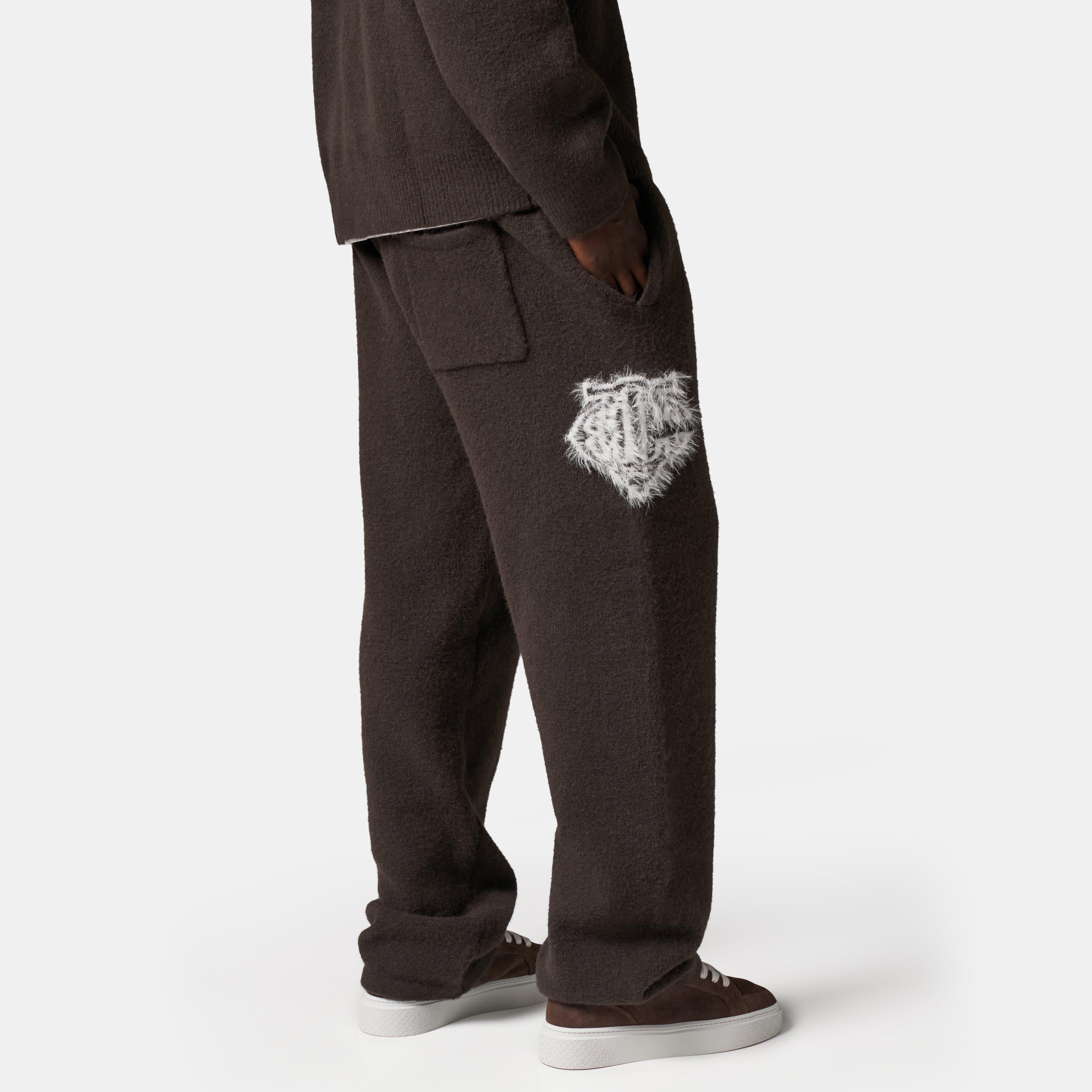 Brown - The Couture Club - Mens Fluffy Knit Joggers - 4