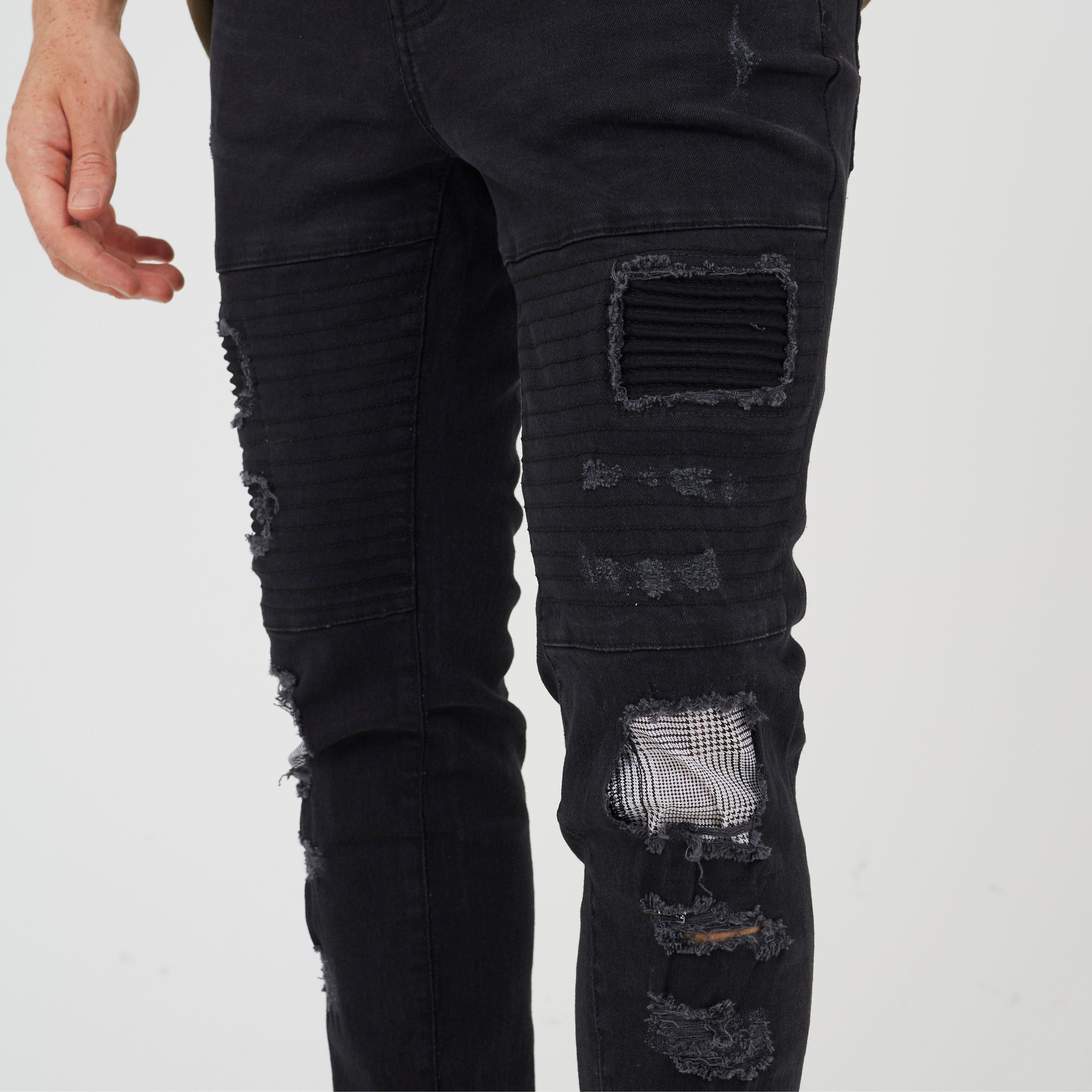 Charcoal - Brave Soul - Wash Biker Jean - 3