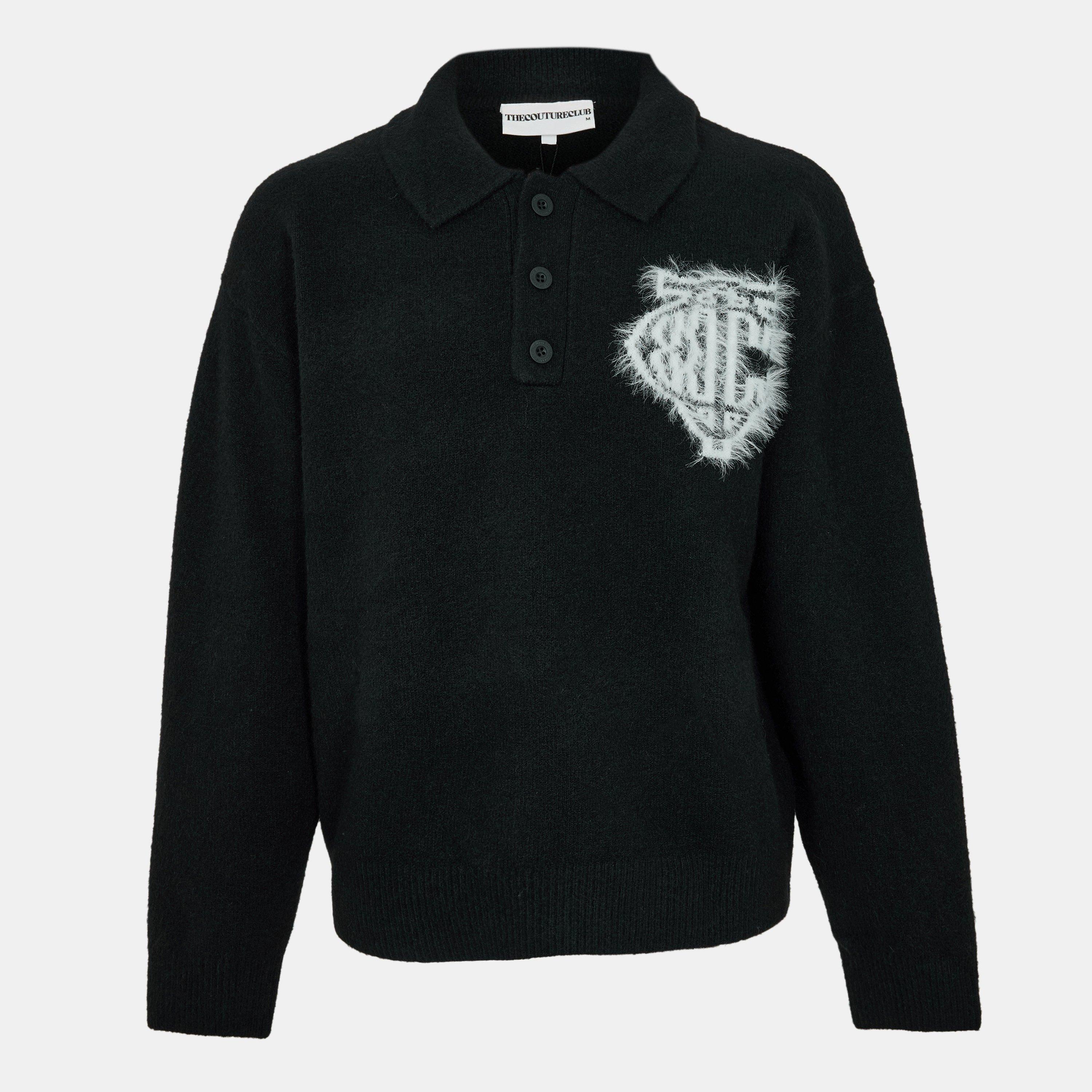 Black - The Couture Club - Men's Textured Soft Knit Relaxed Fit Knitted Top - 1