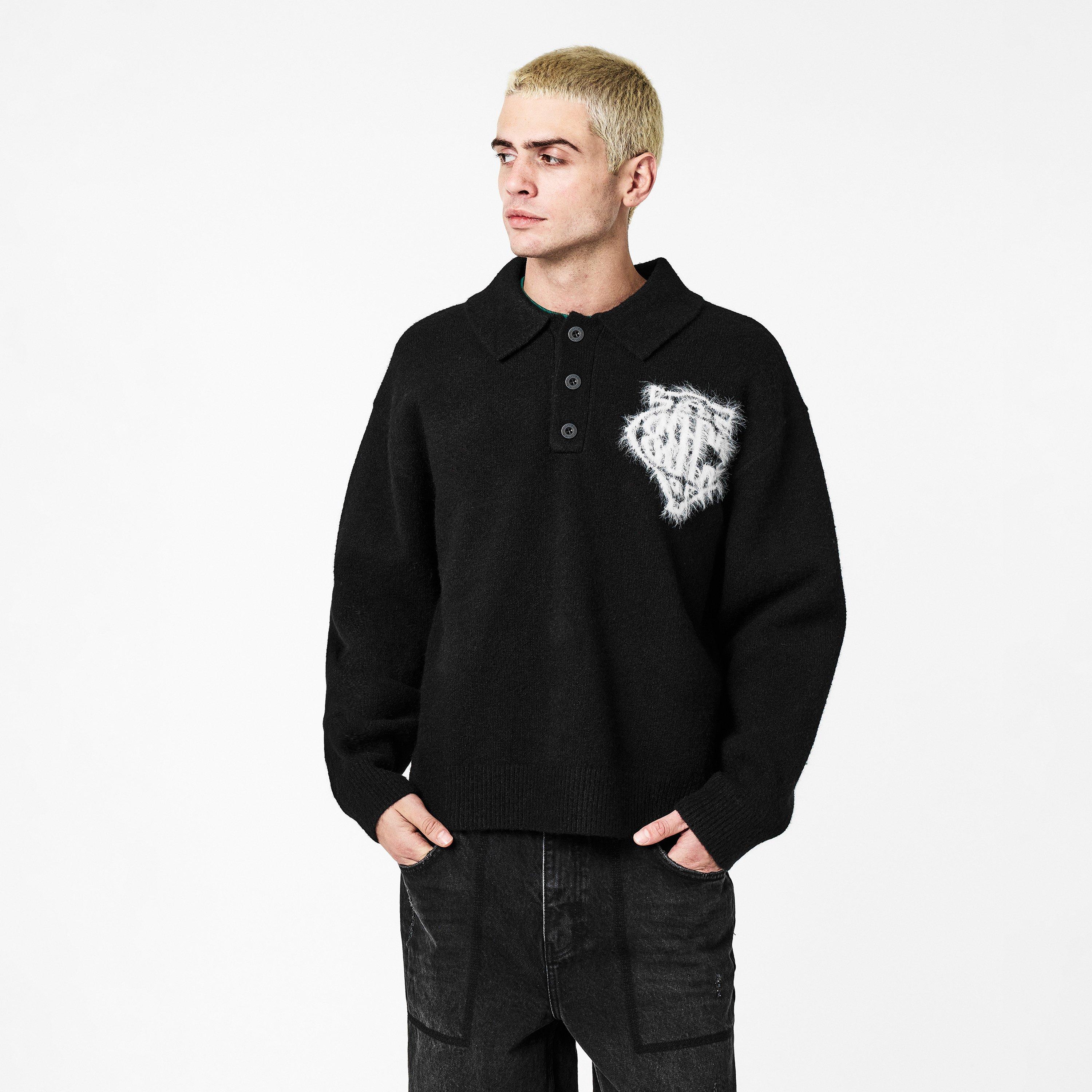 Black - The Couture Club - Men's Fluffy Knitted Top - 3