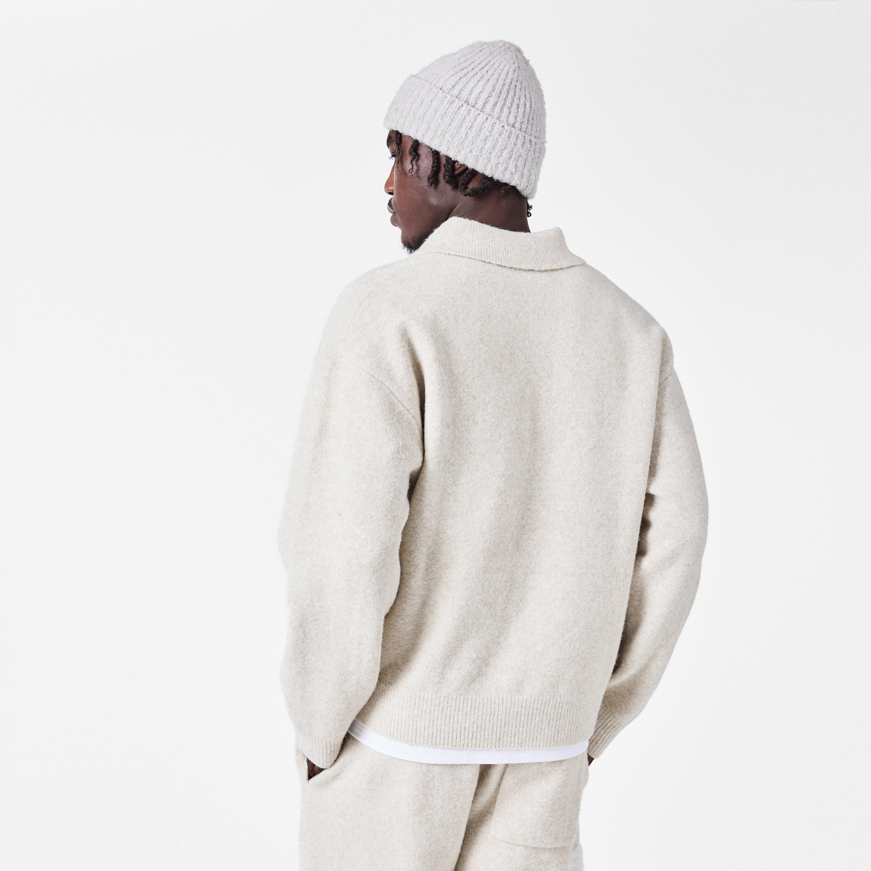 Beige - The Couture Club - Men's Textured Soft Knit Relaxed Fit Knitted Top - 4