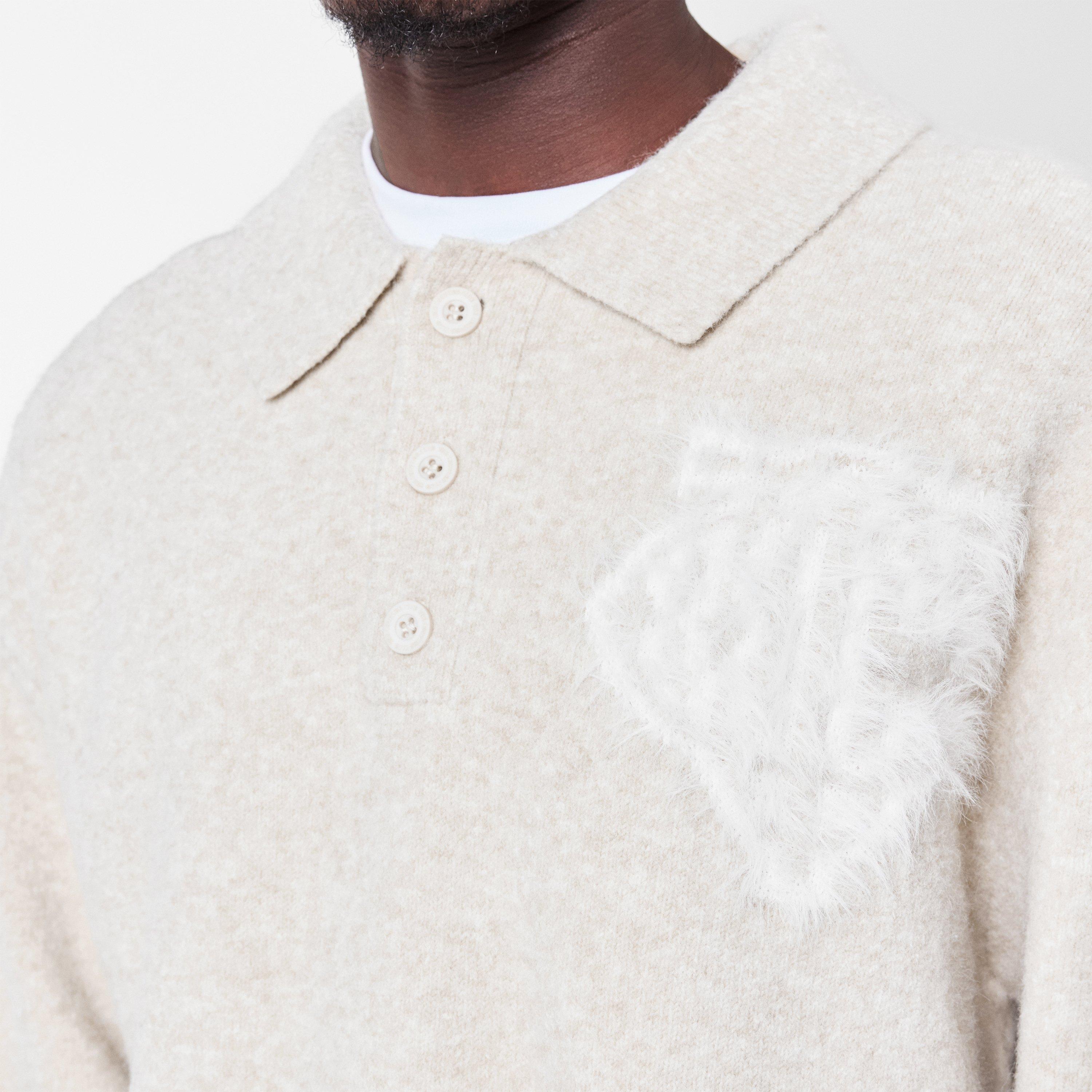 Beige - The Couture Club - Men's Textured Soft Knit Relaxed Fit Knitted Top - 5