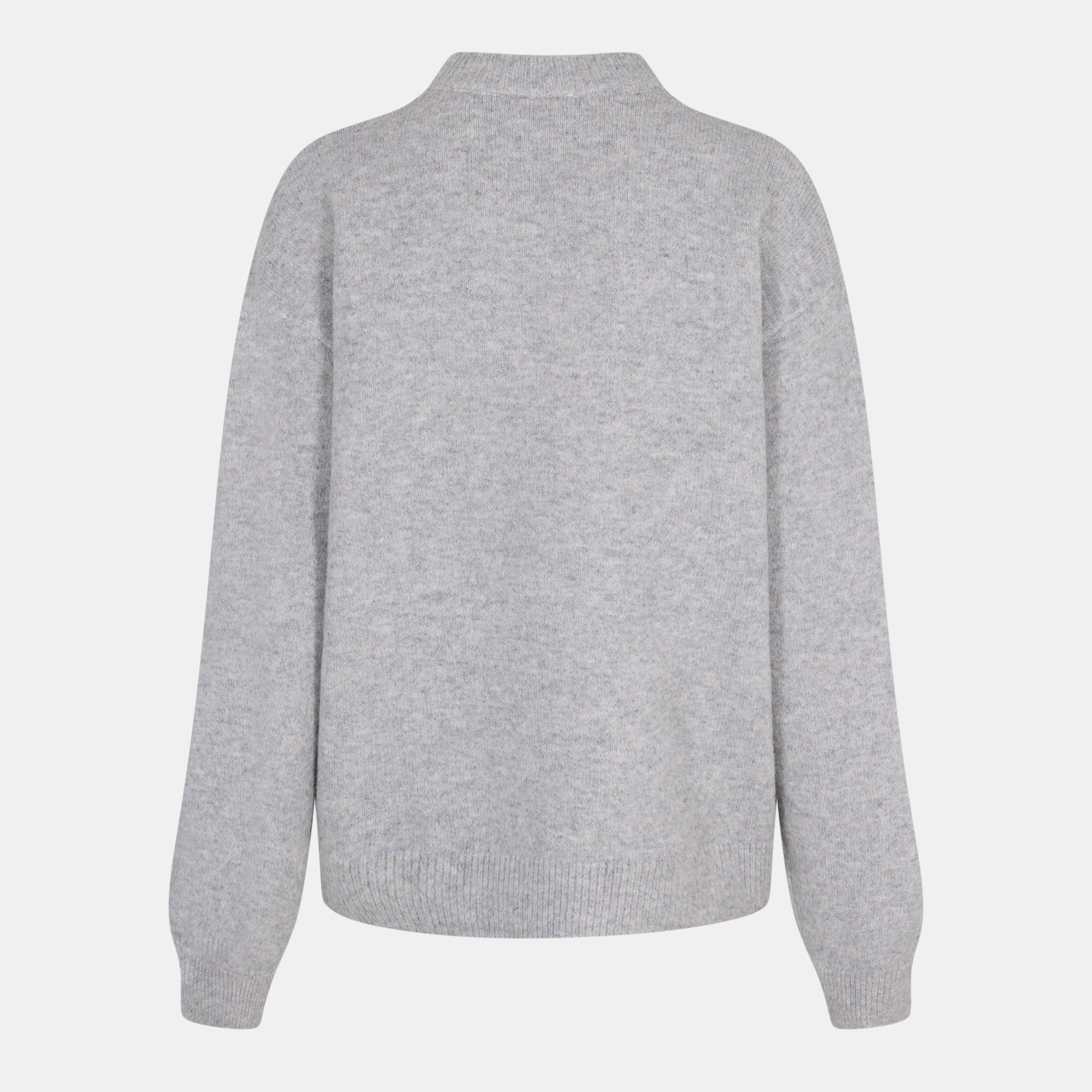 Grey - The Couture Club - Women's Large Knitted Crew Neck Jumper - 2