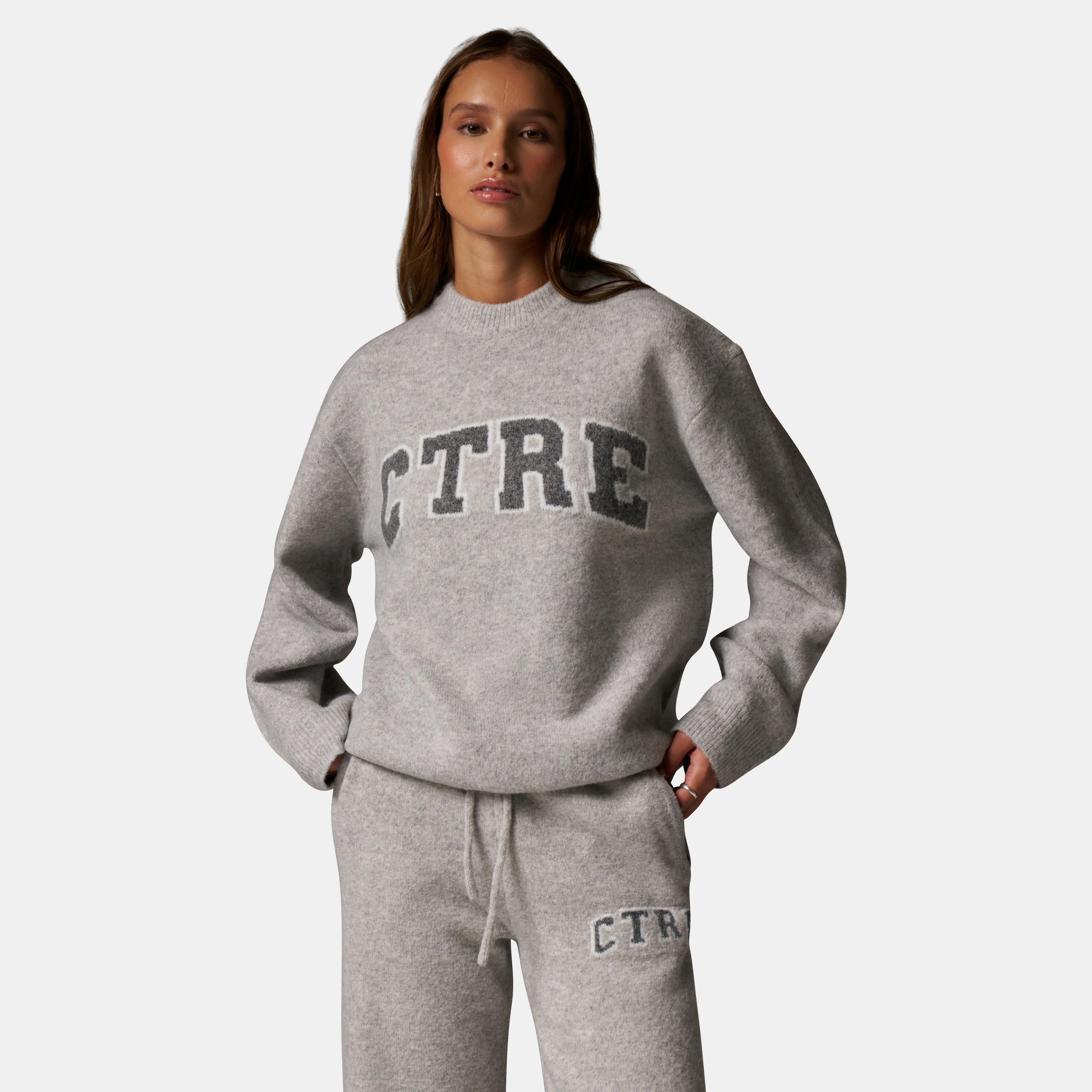 Grey - The Couture Club - Women's Large Knitted Crew Neck Jumper - 3