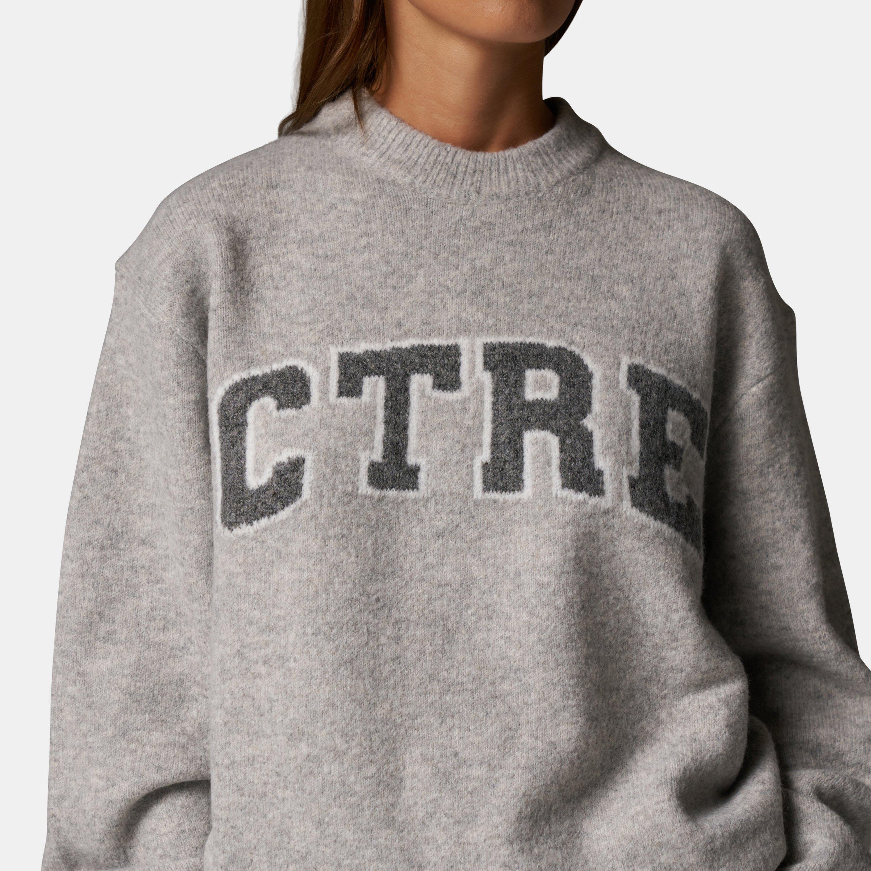 Grey - The Couture Club - Women's Large Knitted Crew Neck Jumper - 5